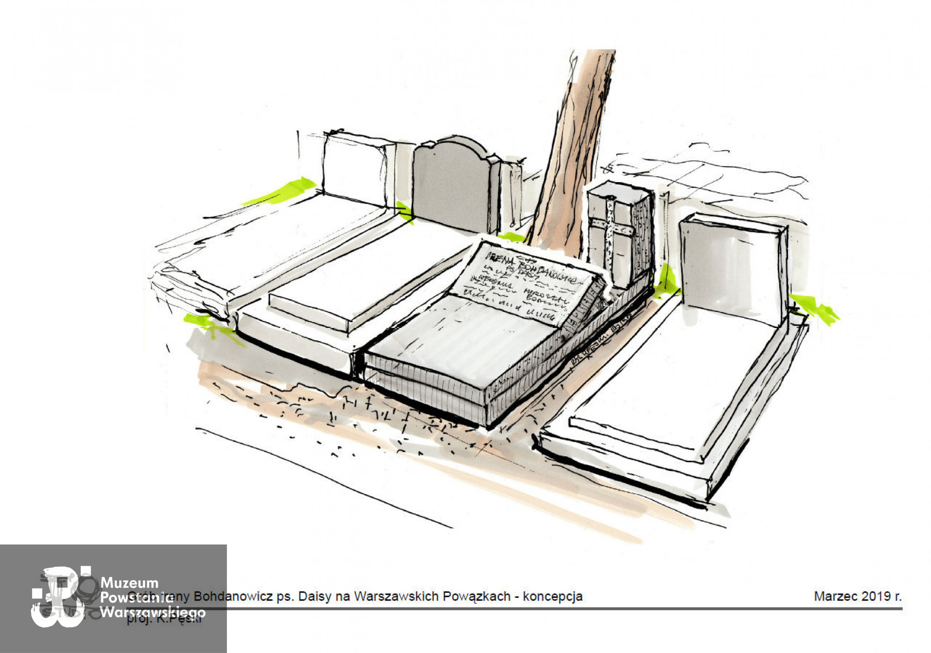 Marzec 2019 - pierwsza koncepcja nowego pomnika przygotowała społecznie i nieodpłatnie przez p. Krzysztofa Pęskiego
