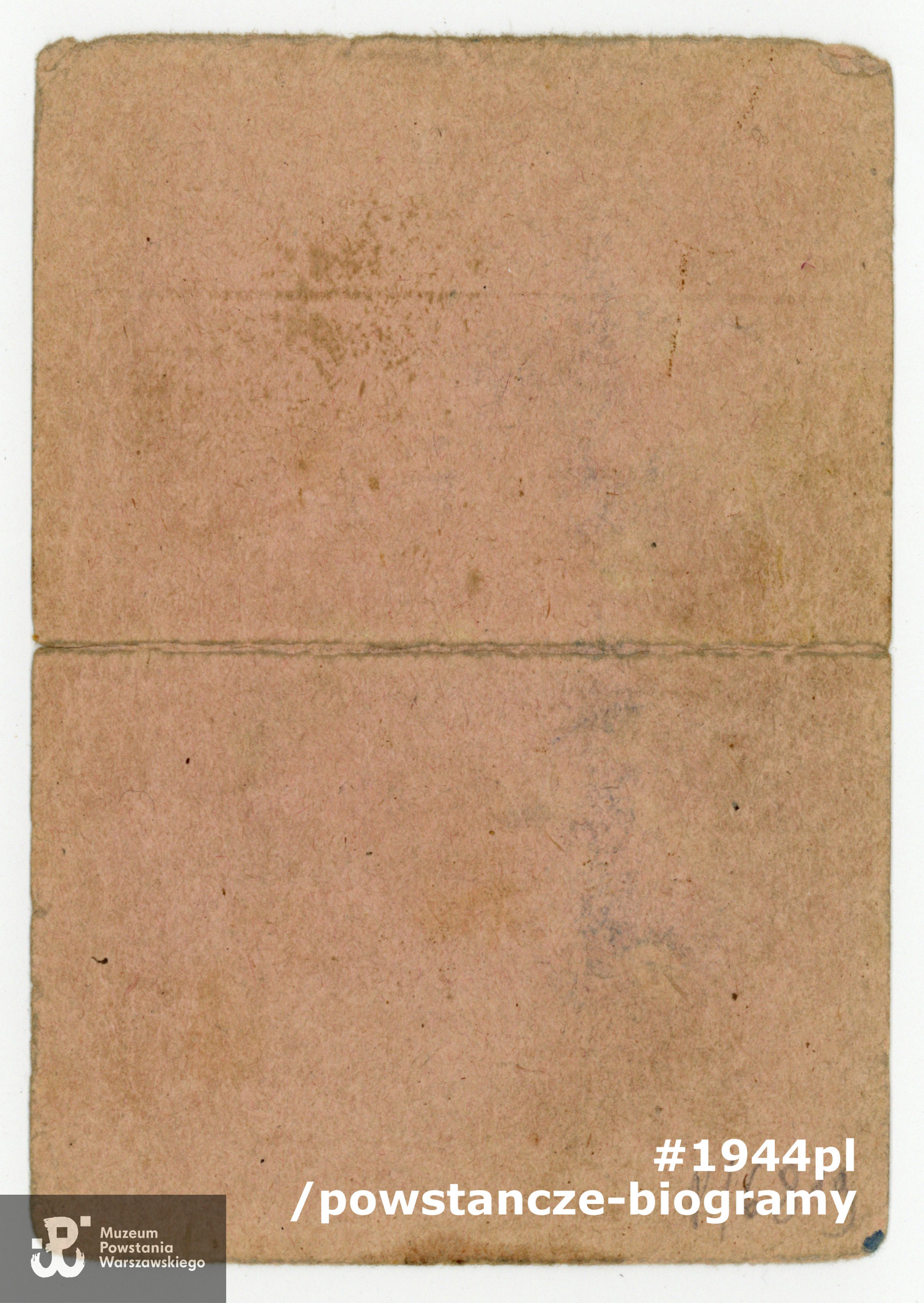 Należąca do Zbigniewa Strzeżka legitymacja Armii Krajowej -rewers dokumentu. Ze zbiorów Muzeum Powstania Warszawskiego, sygn. P/6819/09 