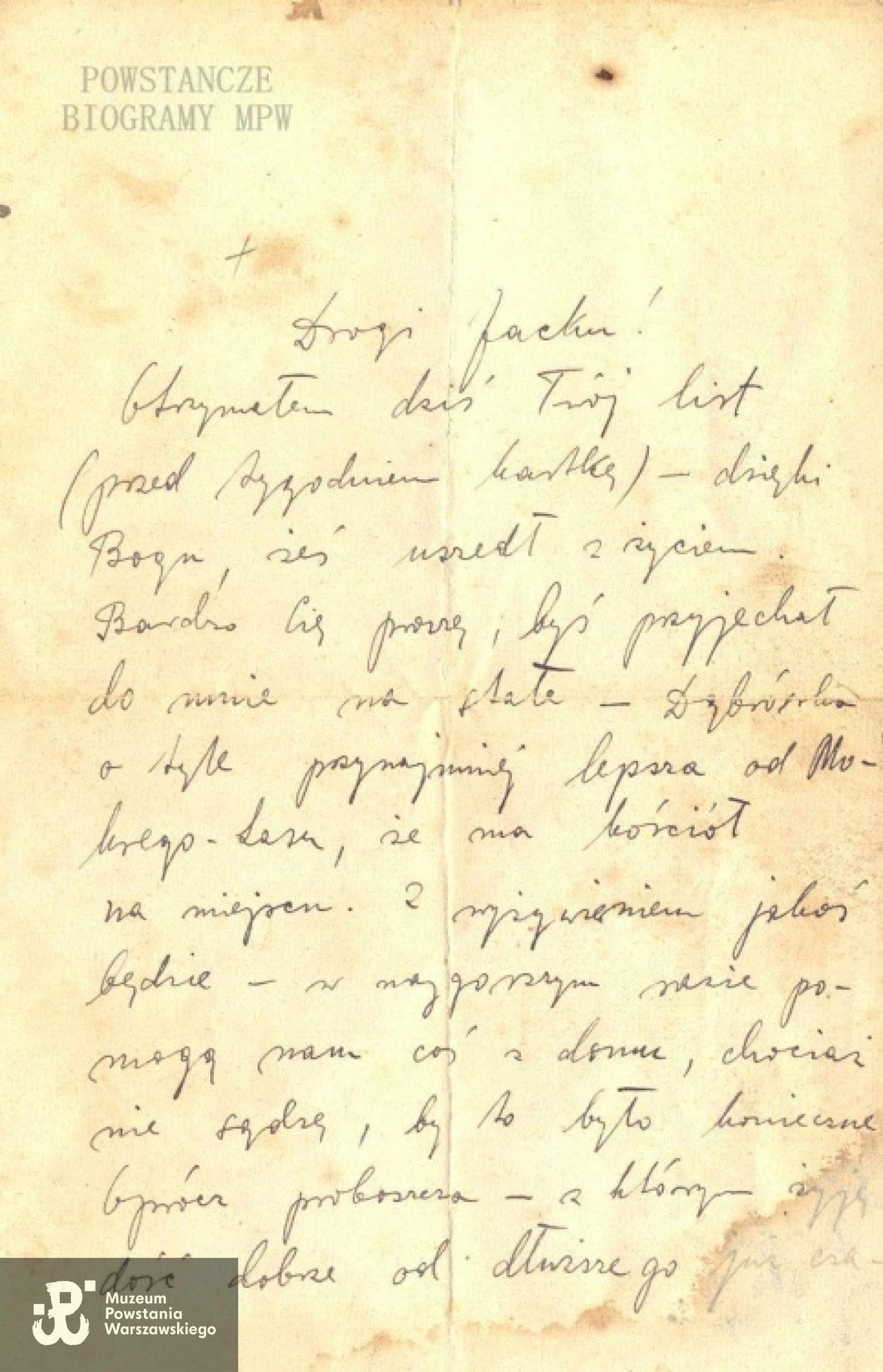 List do brata. Fot. za zgodą rodziny udostępnili Rafał Figiel i Jan Wawszczyk.