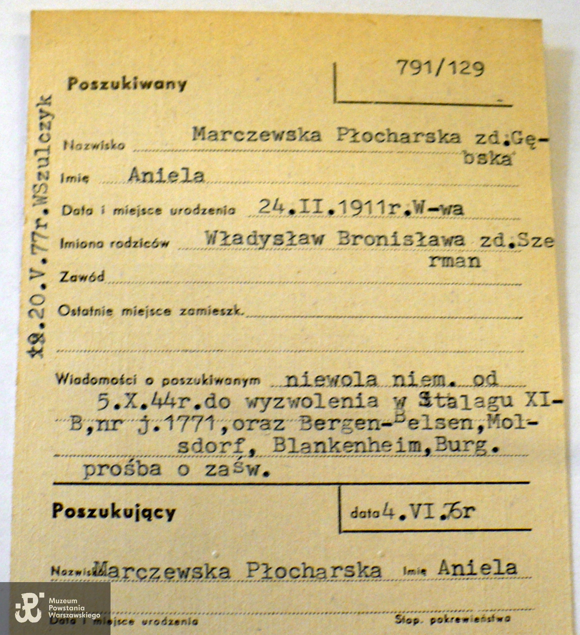 Polski Czerwony Krzyż - kartoteka