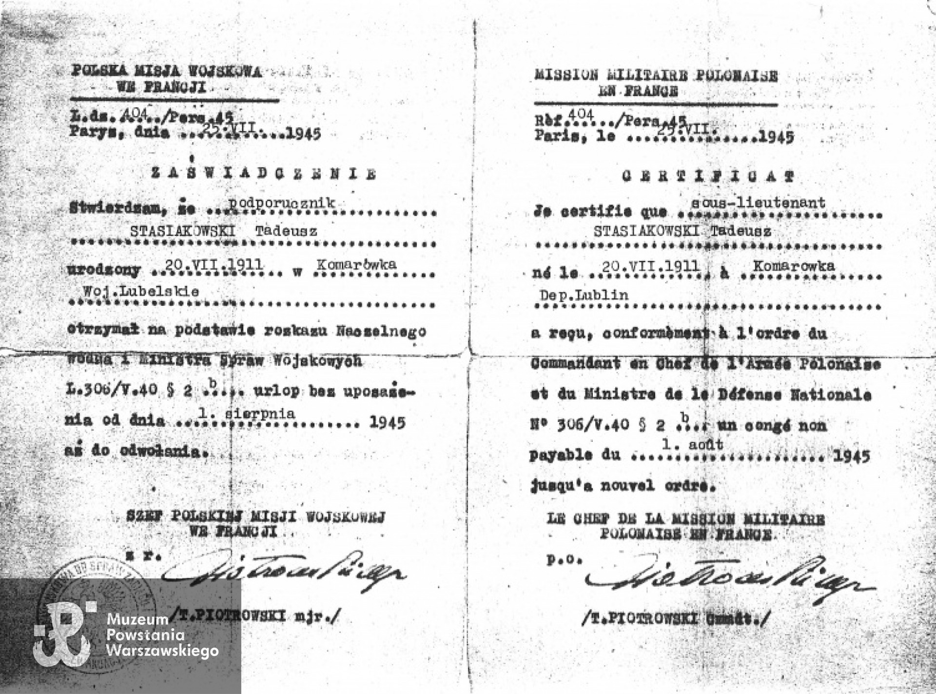 Z archiwum rodzinnego Wojciecha Stasiakowskiego  