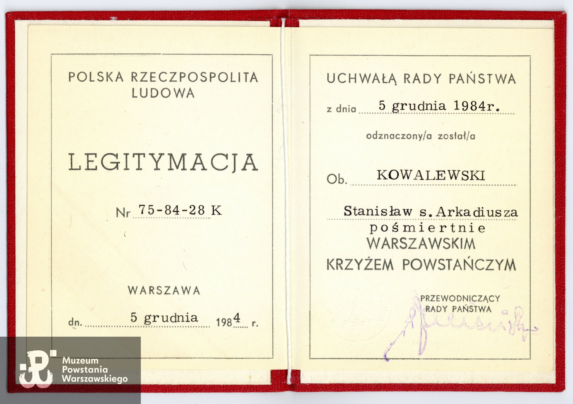  Ze zbiorów rodzinnych p. Arkadiusza Kowalewskiego, syna Powstańca. Skany wykonano w Muzeum Powstania Warszawskiego, 08/2022.