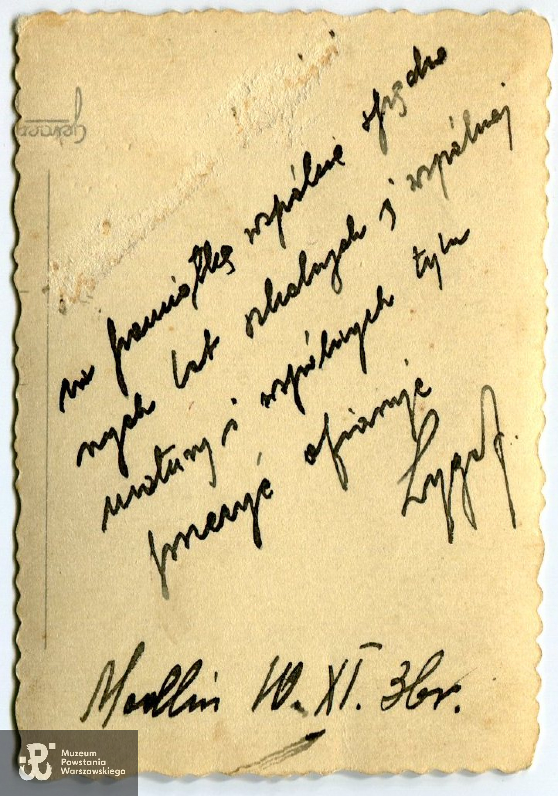 Rewers z dedykacją. Fot. z archiwum rodzinnego p. Stefana  Jackowskiego 