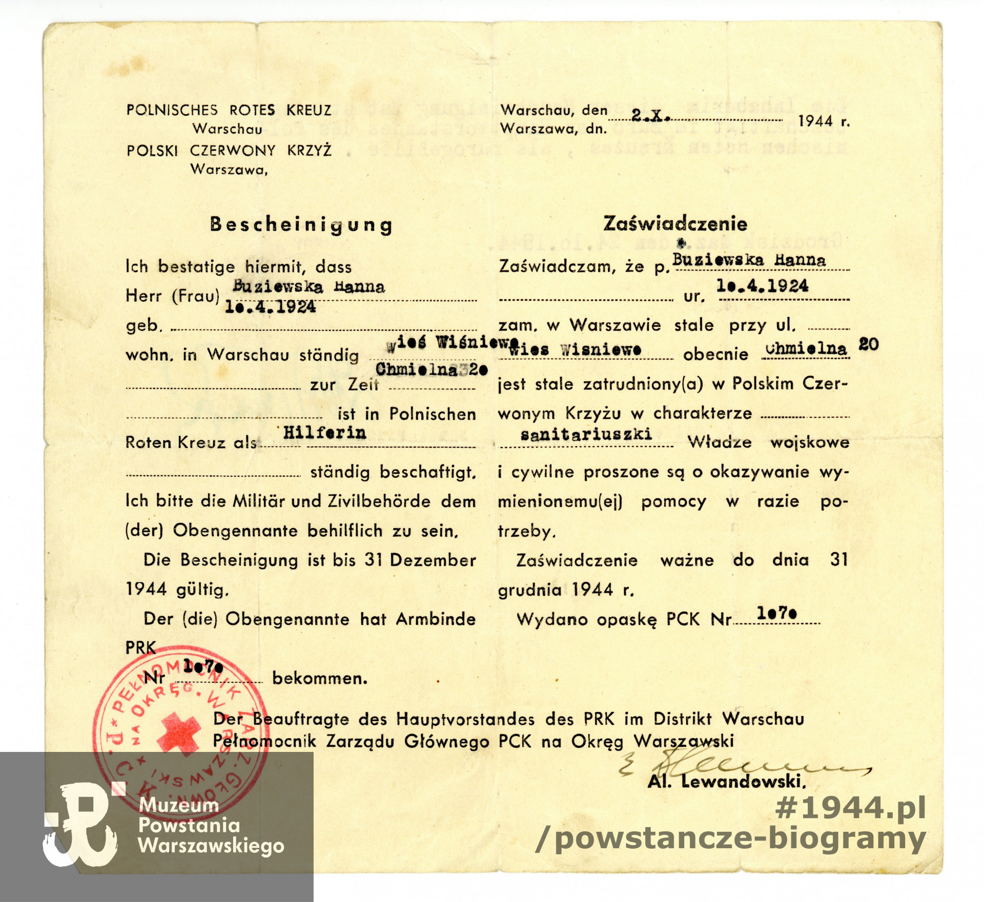 Ze zbiorów Muzeum Powstania Warszawskiego, dar Hanny Barbary Mazurek, sygn. P/5903