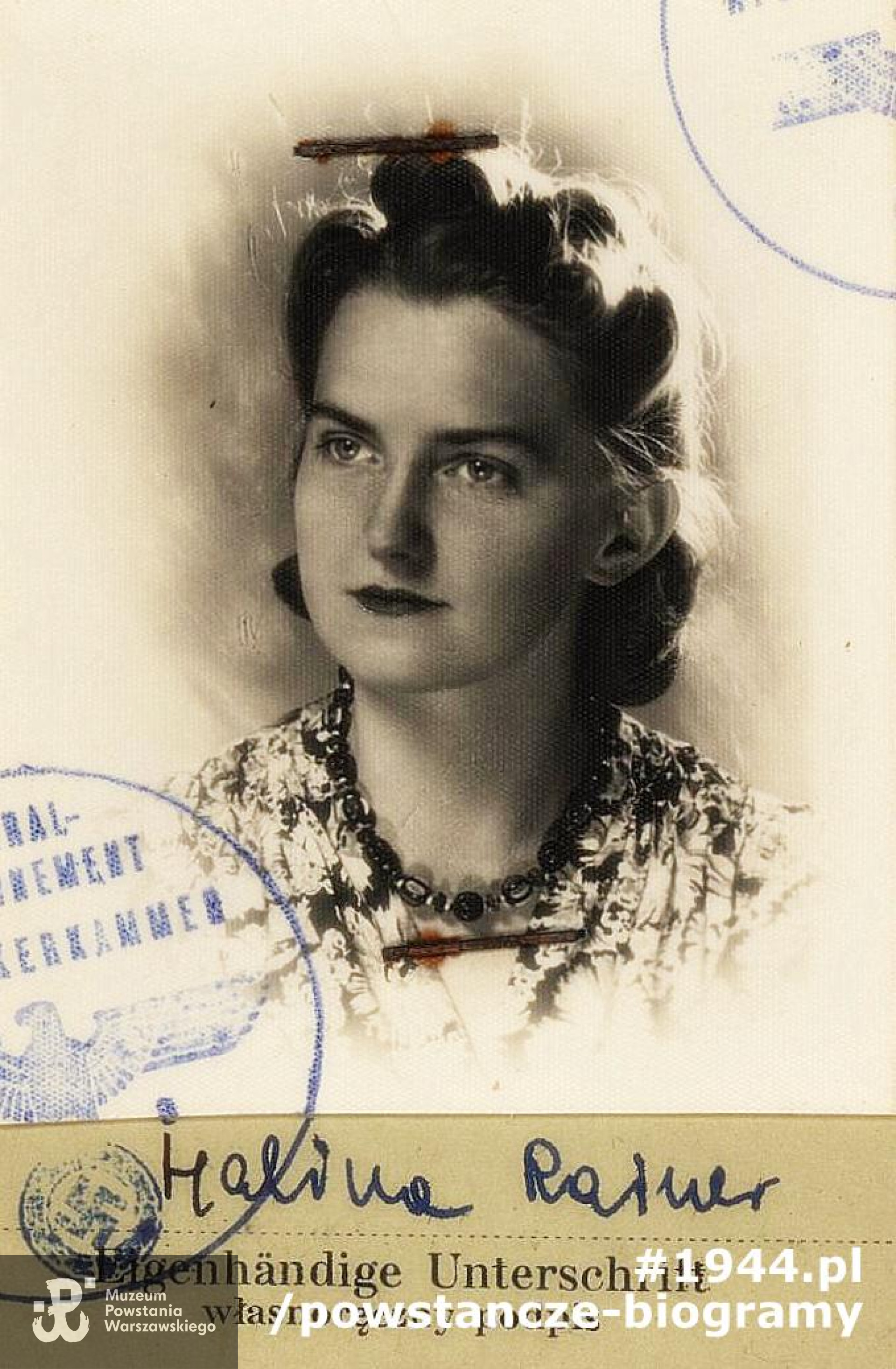 Zdjęcie wykonane ok. 1943 -1944 roku. Fotografia z okupacyjnego Ausweisu.  Fot. z archiwum rodzinnego p. Joanny Sienkiewicz