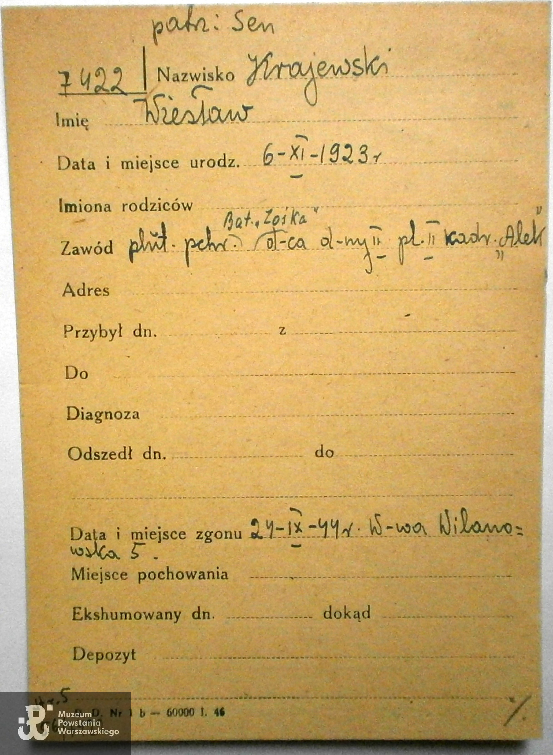 Polski Czerwony Krzyż - kartoteka