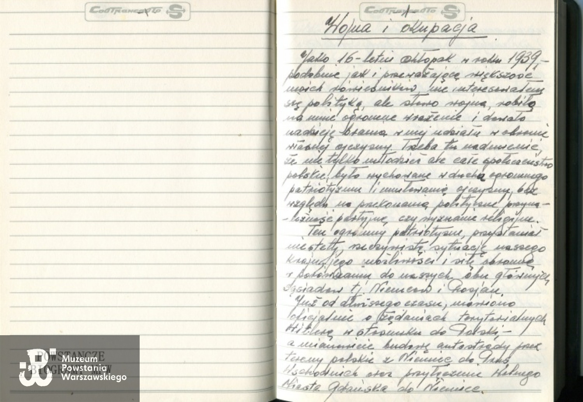 Fragment dziennika Stanisława Tadeusza Chełstowskiego. Z archiwum rodzinnego Kingi Nettmann-Multanowskiej