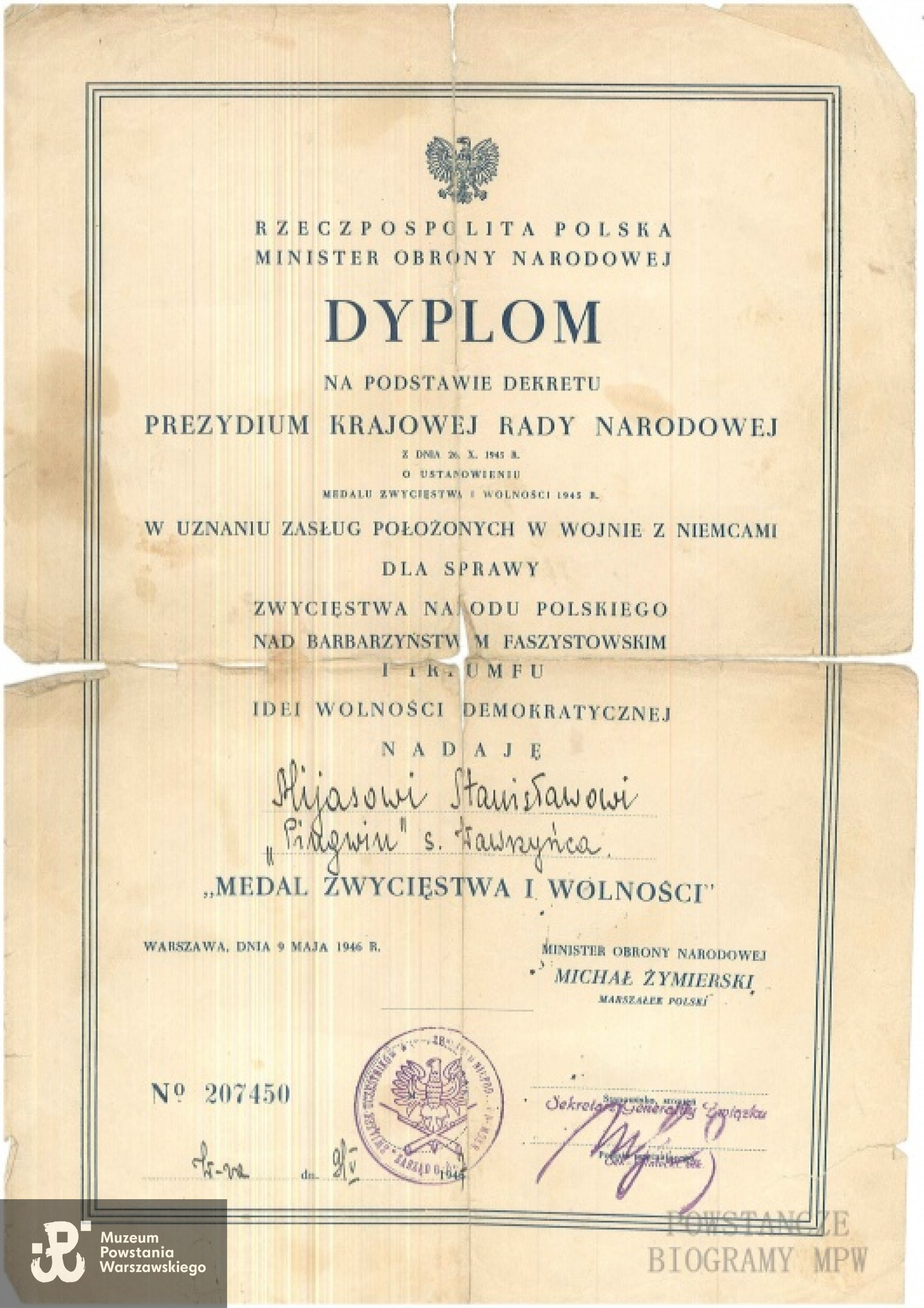 Dokument z archiwum rodzinnego udostępnił p. Robert Mijas