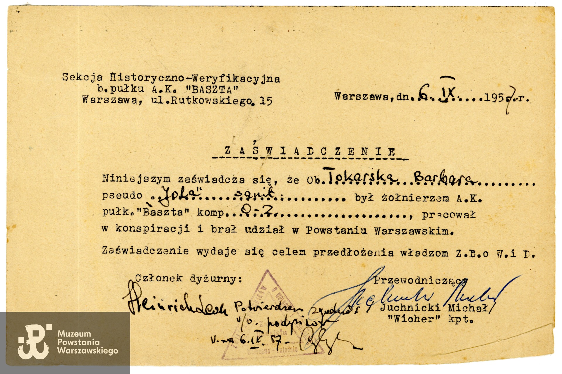 Ze zbiorów p. Barbary Tokarskiej z domu Tyszkiewicz. Skan wykonano w Muzeum Powstania Warszawskiego 