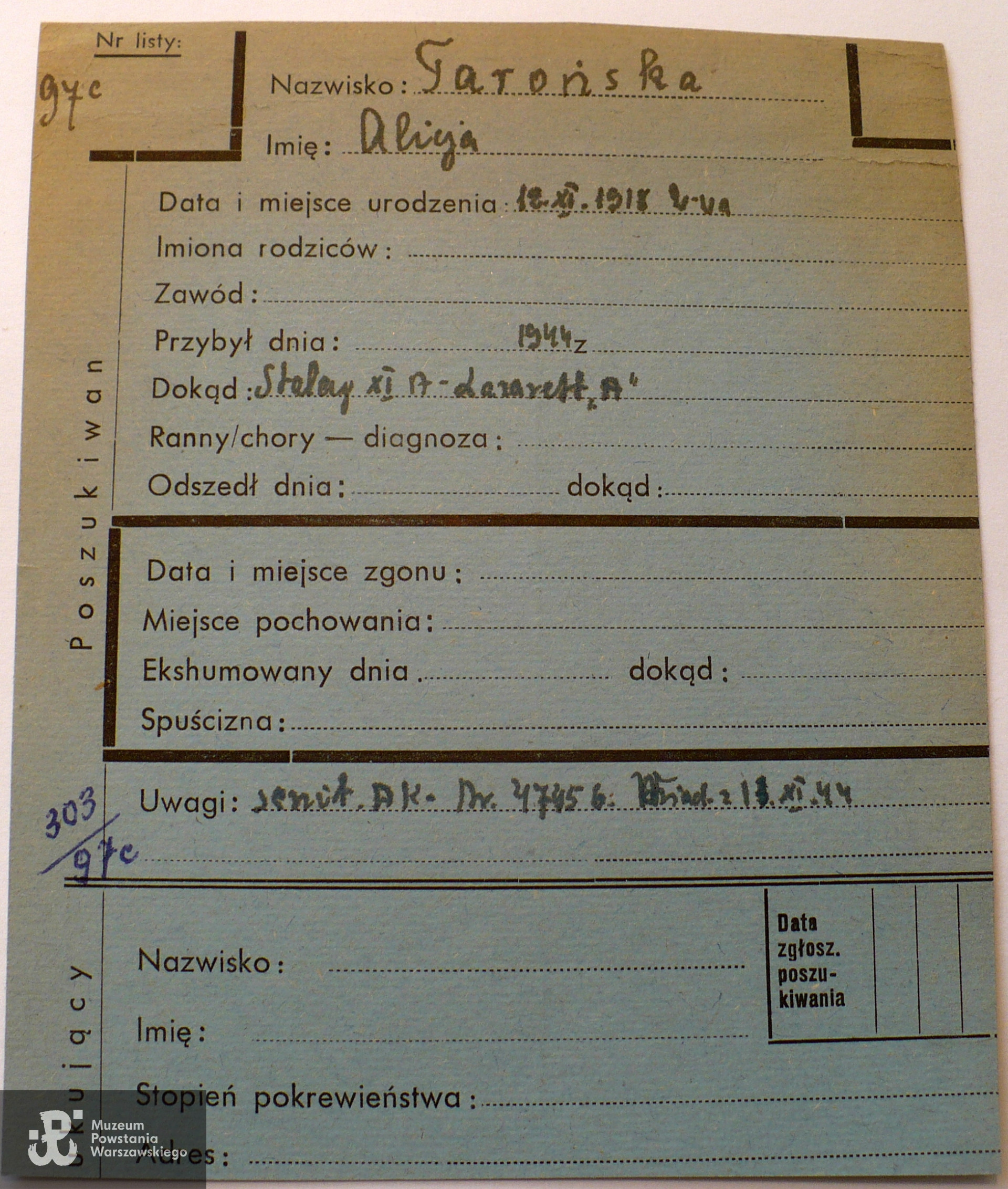 Polski Czerwony Krzyż - kartoteka