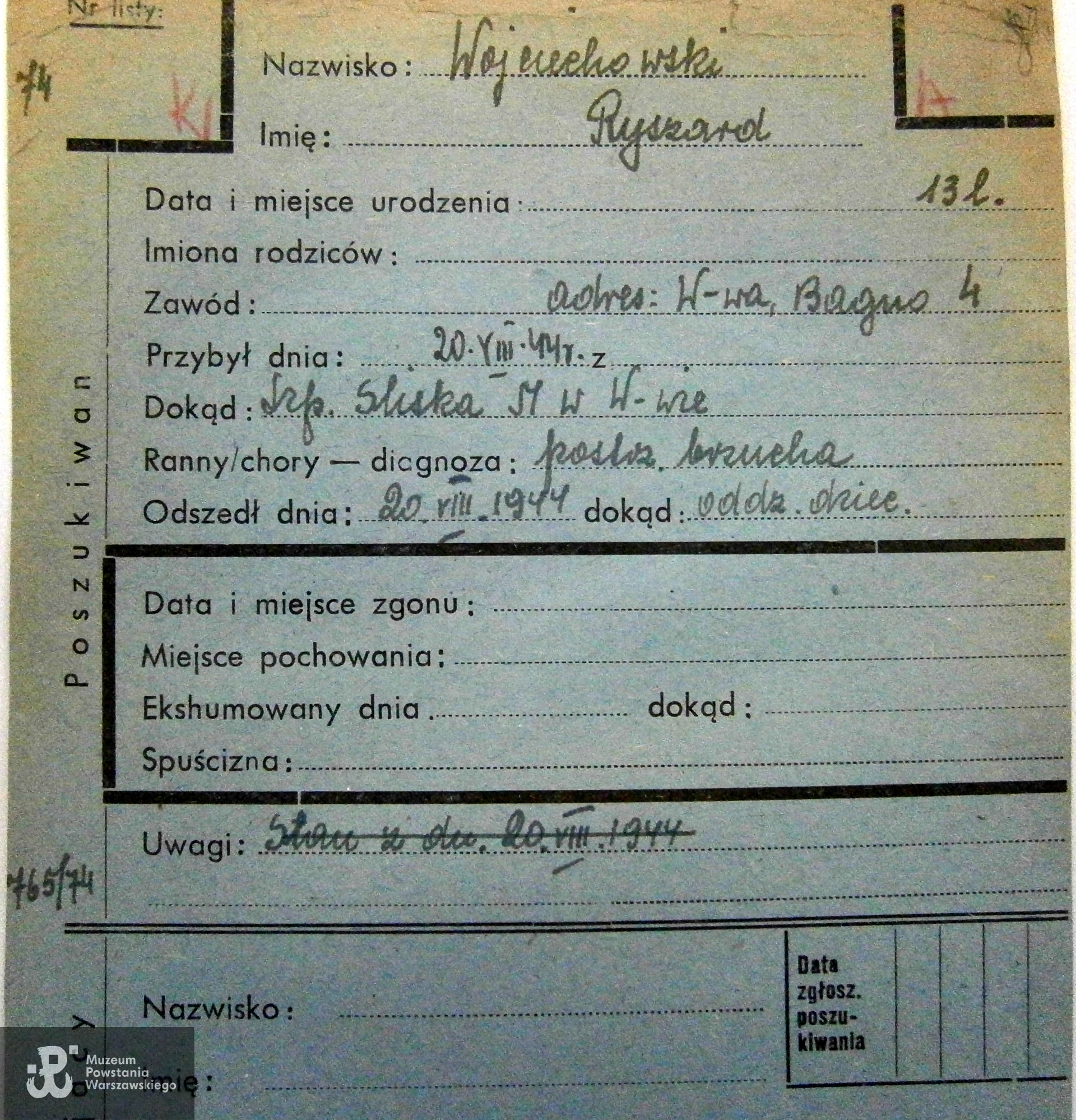 Polski Czerwony Krzyż - kartoteka