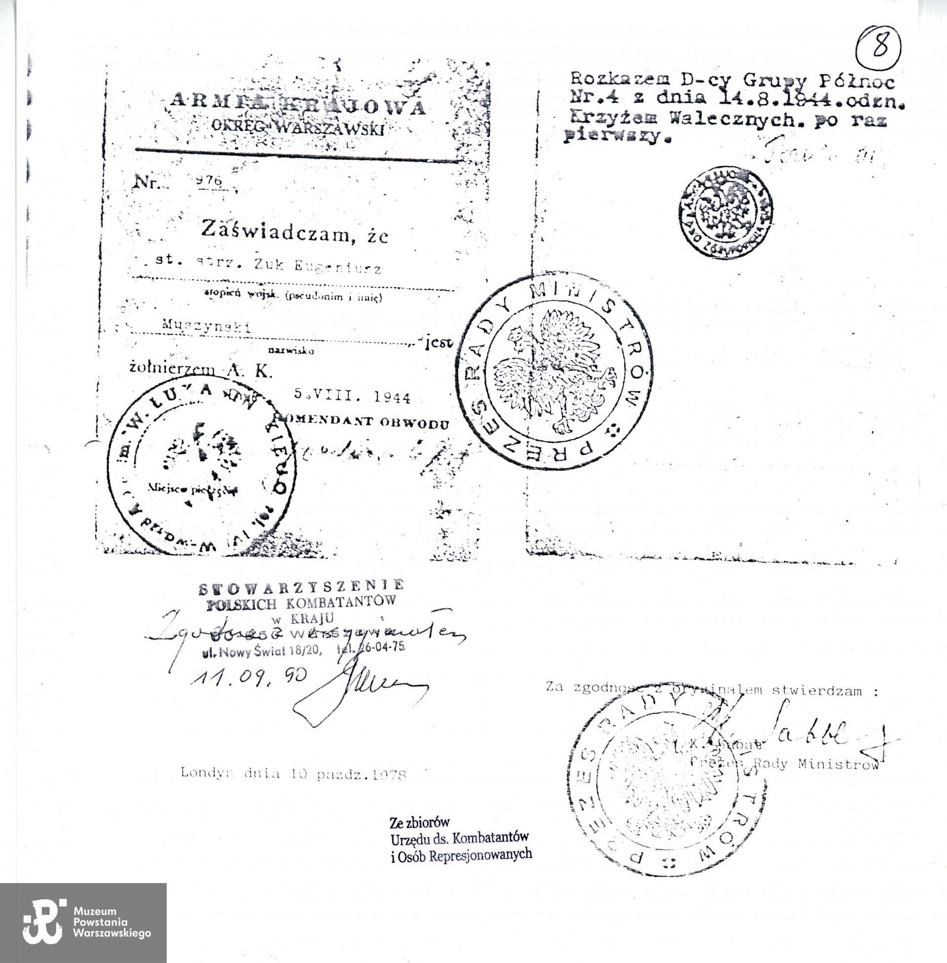 Źródło skanu: Muzeum Powstania Warszawskiego - teczka w zasobie Pokoju Kombatanta MPW