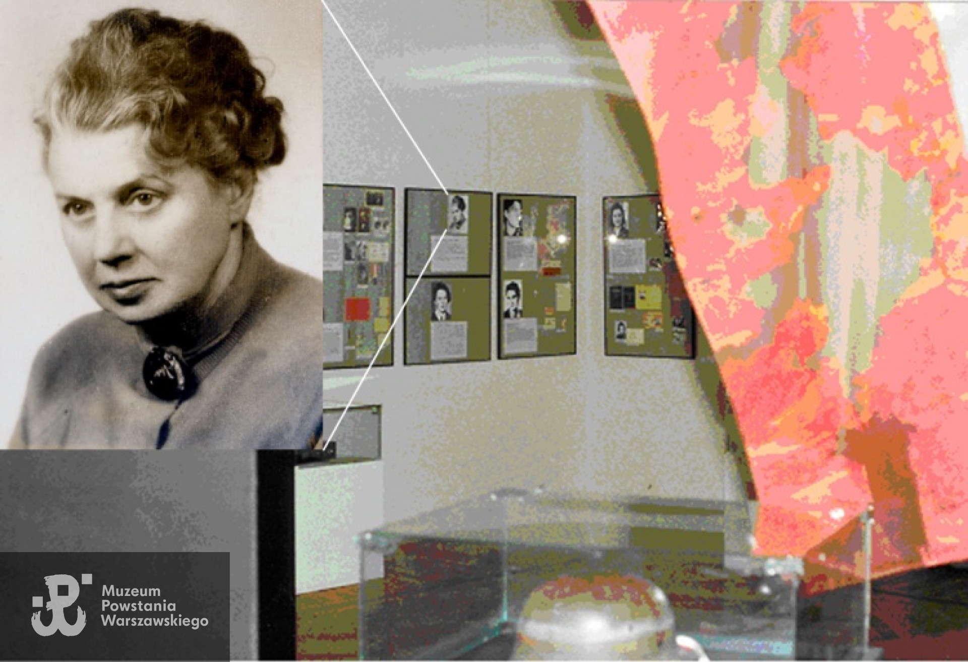 Fotografia Wandy Głuchowskiej na wystawie "Kobiety w Powstaniu Warszawskim" zorganizowanej w Muzeum Niepodległości w Warszawie - 50 Rocznica wybuchu Powstania Warszawskiego