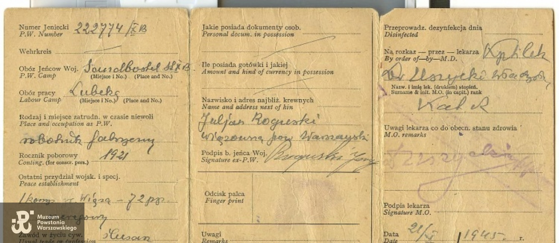 Legitymacja byłego jeńca wojennego