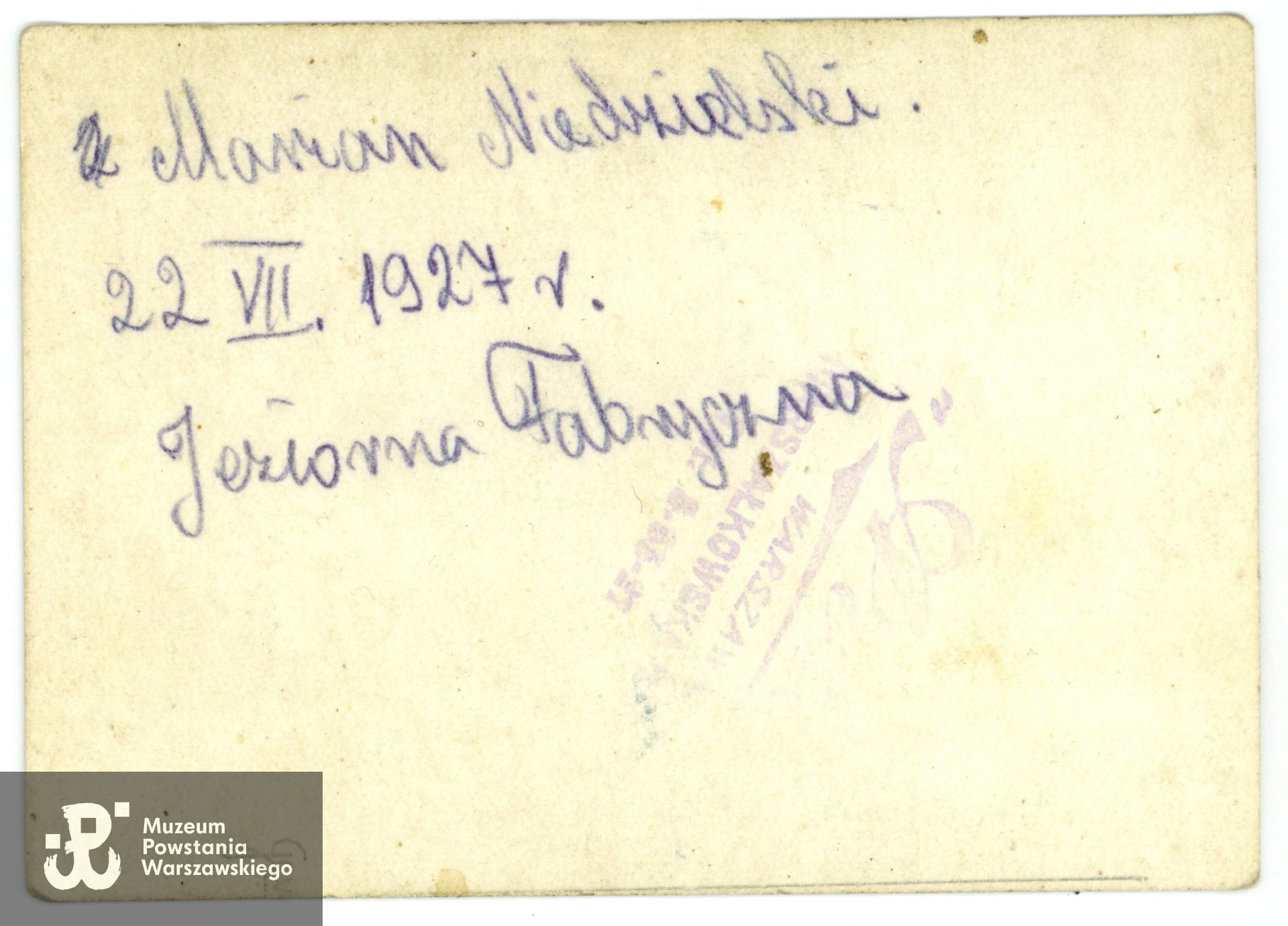 Fot. ze zbiorów rodzinnych, udostępniła p. Agata Niedzielska, wnuczka Powstańca