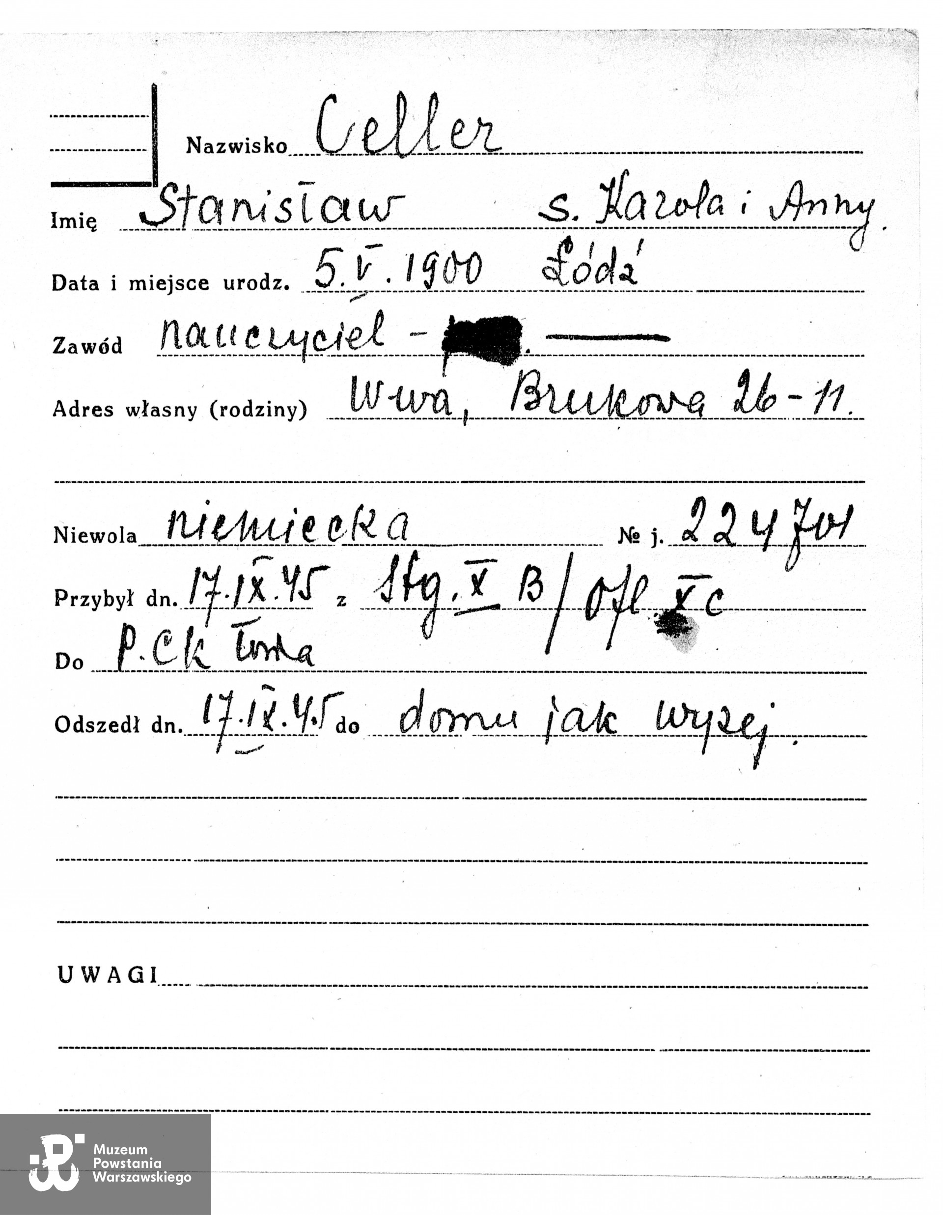 Polski Czerwony Krzyż - kartoteka