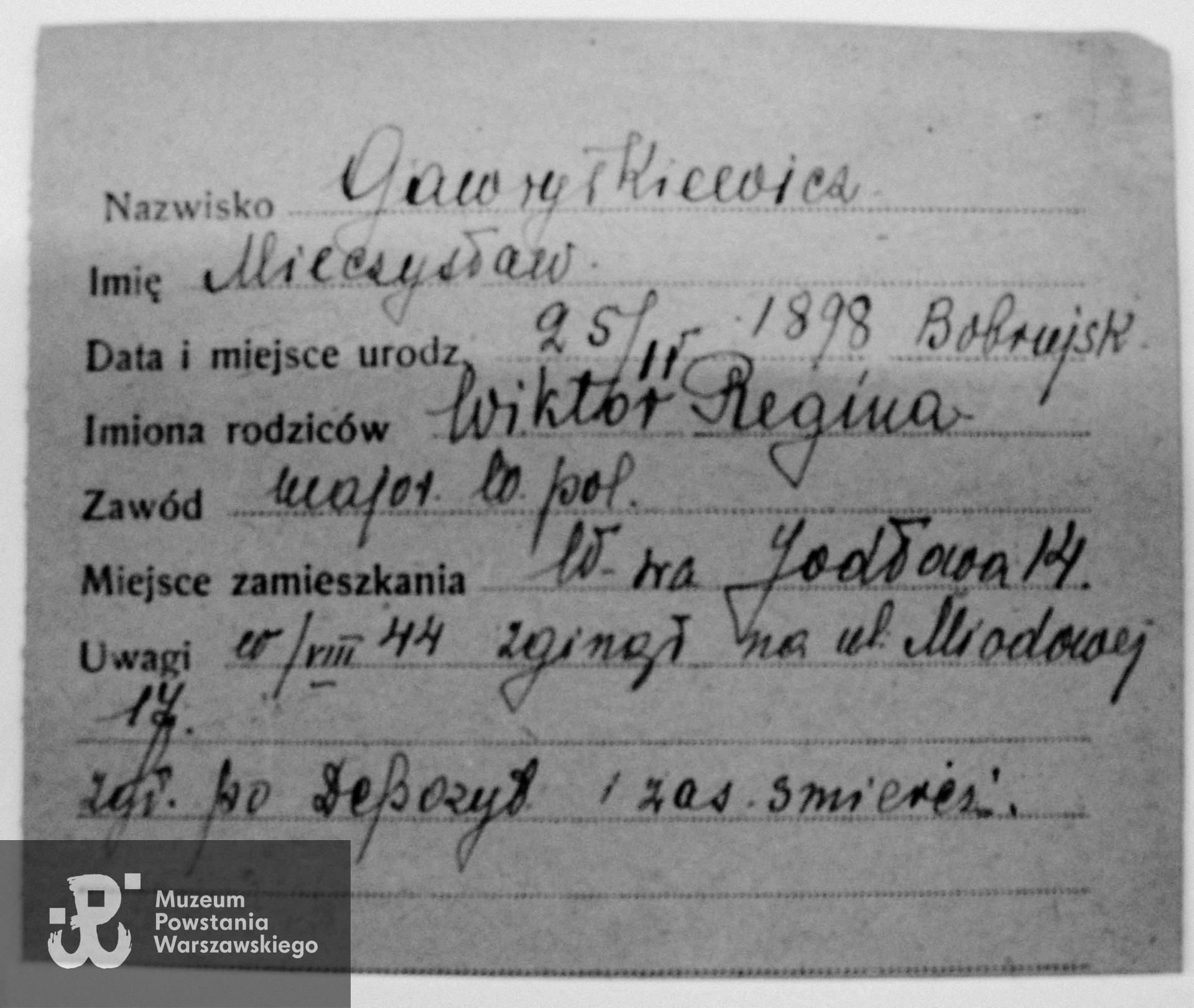 Polski Czerwony Krzyż - kartoteka