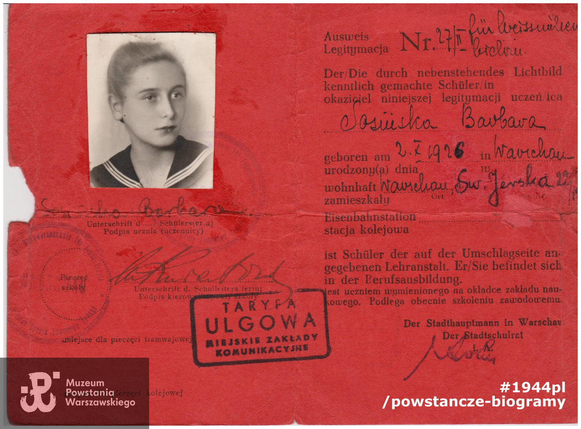 Dokument z archiwum rodzinnego Barbary i Janusza Sosińskich