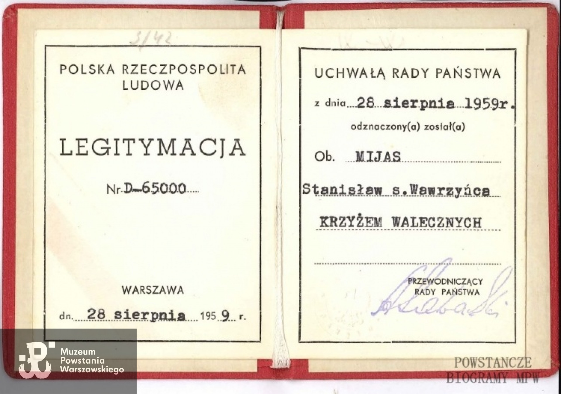 Dokument z archiwum rodzinnego udostępnił p. Robert Mijas