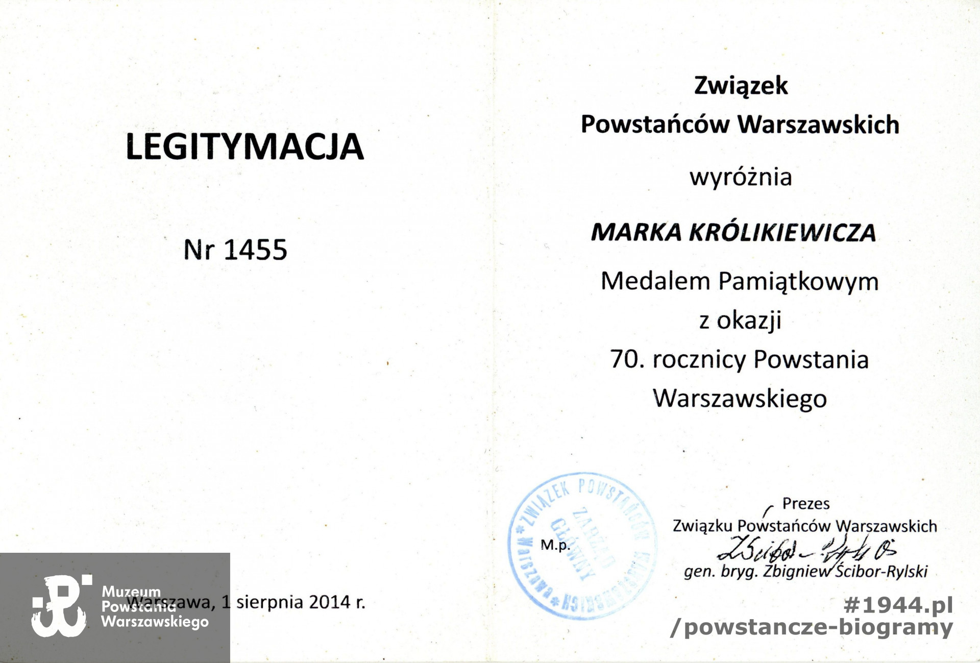 Udostępnił p. Marek Królikiewicz  "Grot"