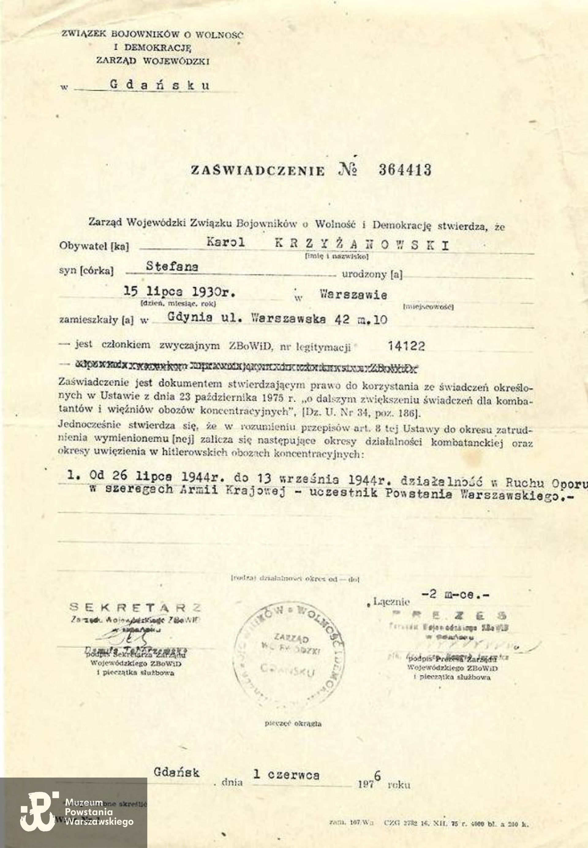 Z archiwum rodzinnego p. Wojciecha  Krzyżanowskiego