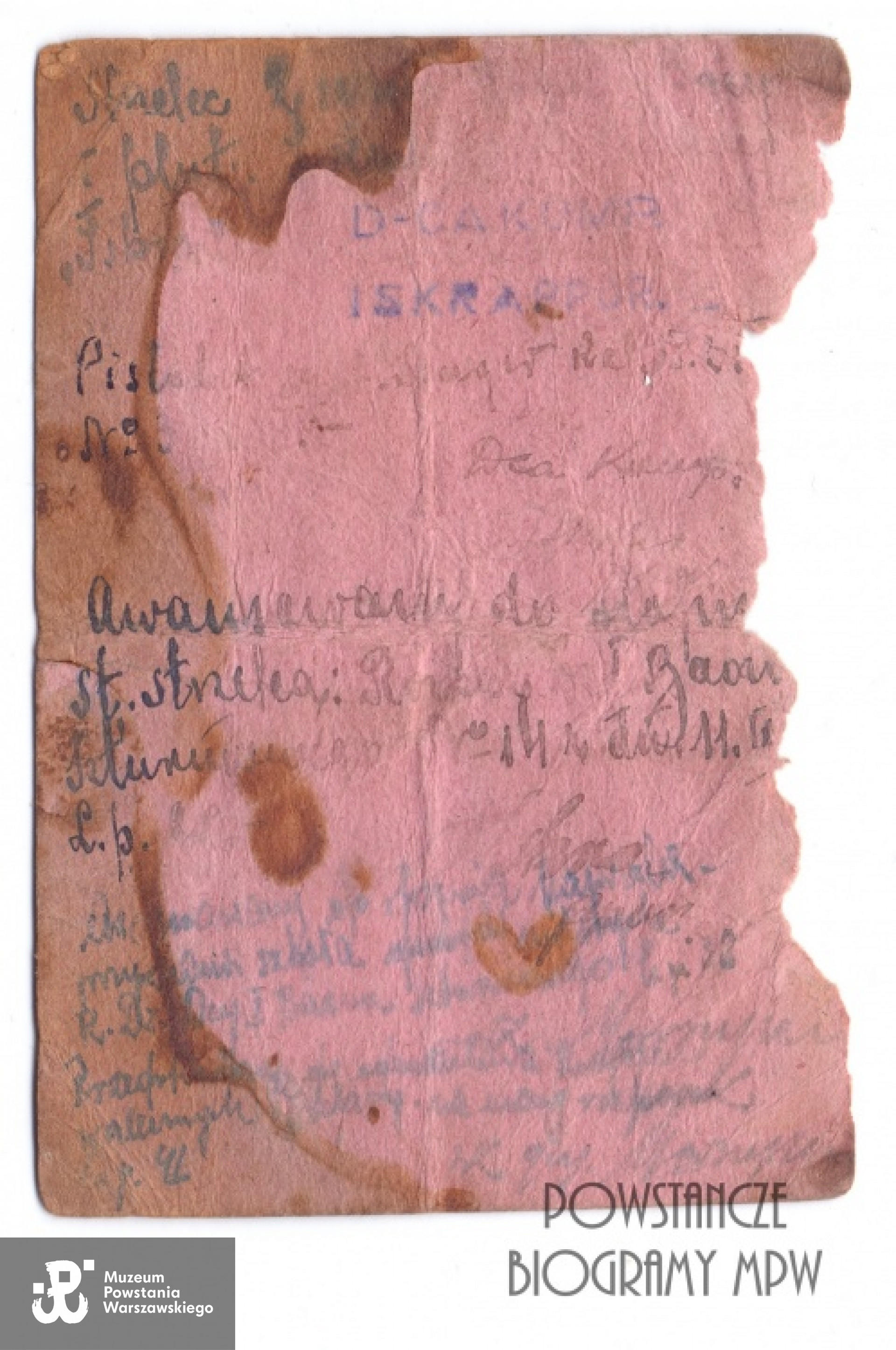 Legitymacja AK -rewers. Fot. z archiwum rodzinnego Andrzeja Szamotulskiego ps. "Rafał"