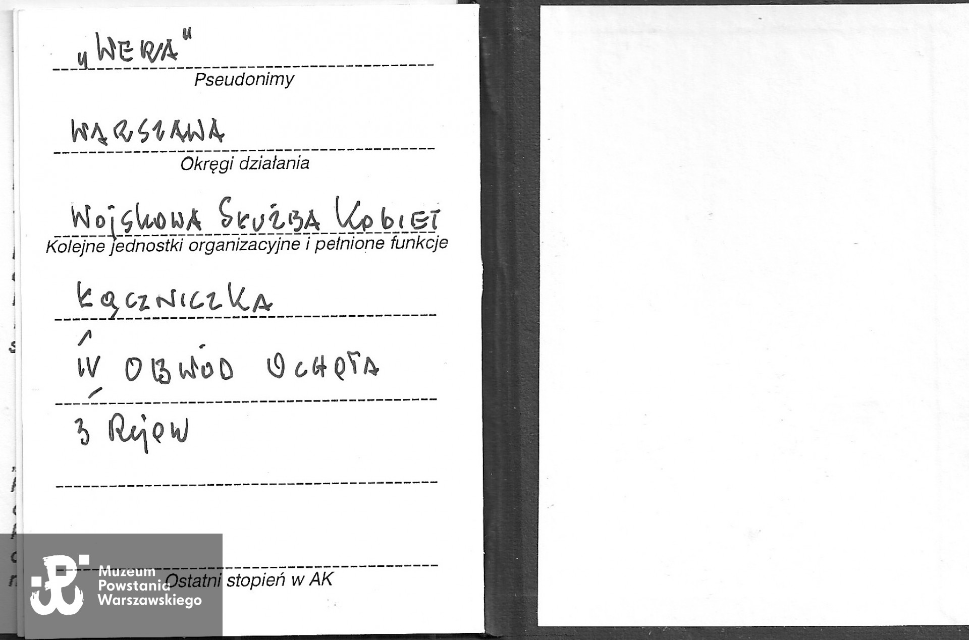 Skan: materiały do Słownika Uczestników PW w zasobie Pokoju Kombatanta  MPW