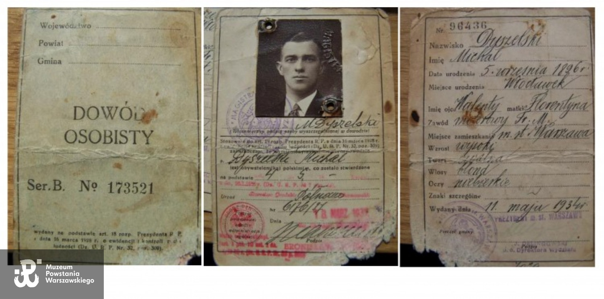Dowód osobisty Michała Dyszelskiego. Fot. z archiwum rodzinnego udostępnił p. Artur Smułka