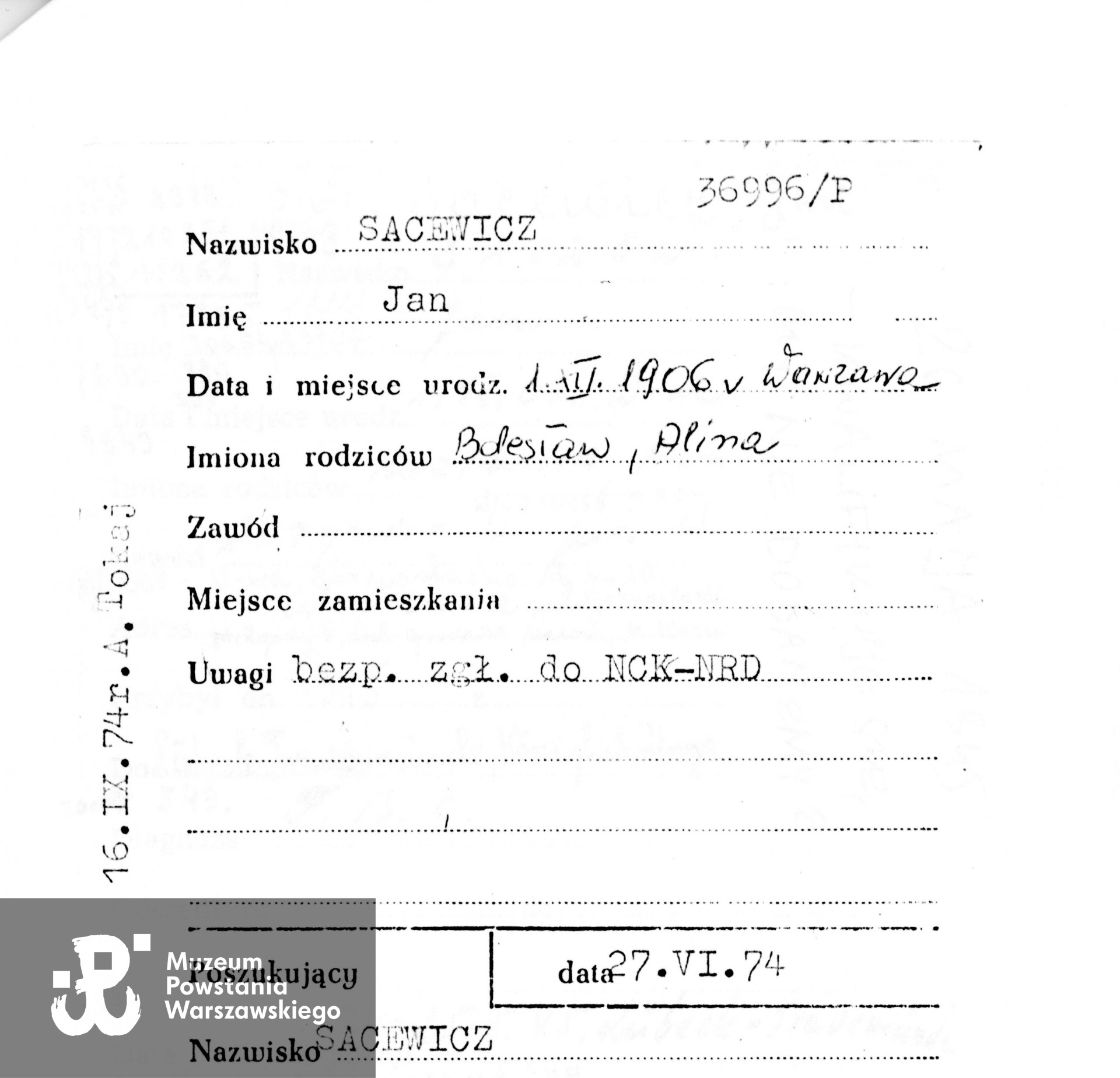 Polski Czerwony Krzyż - kartoteka