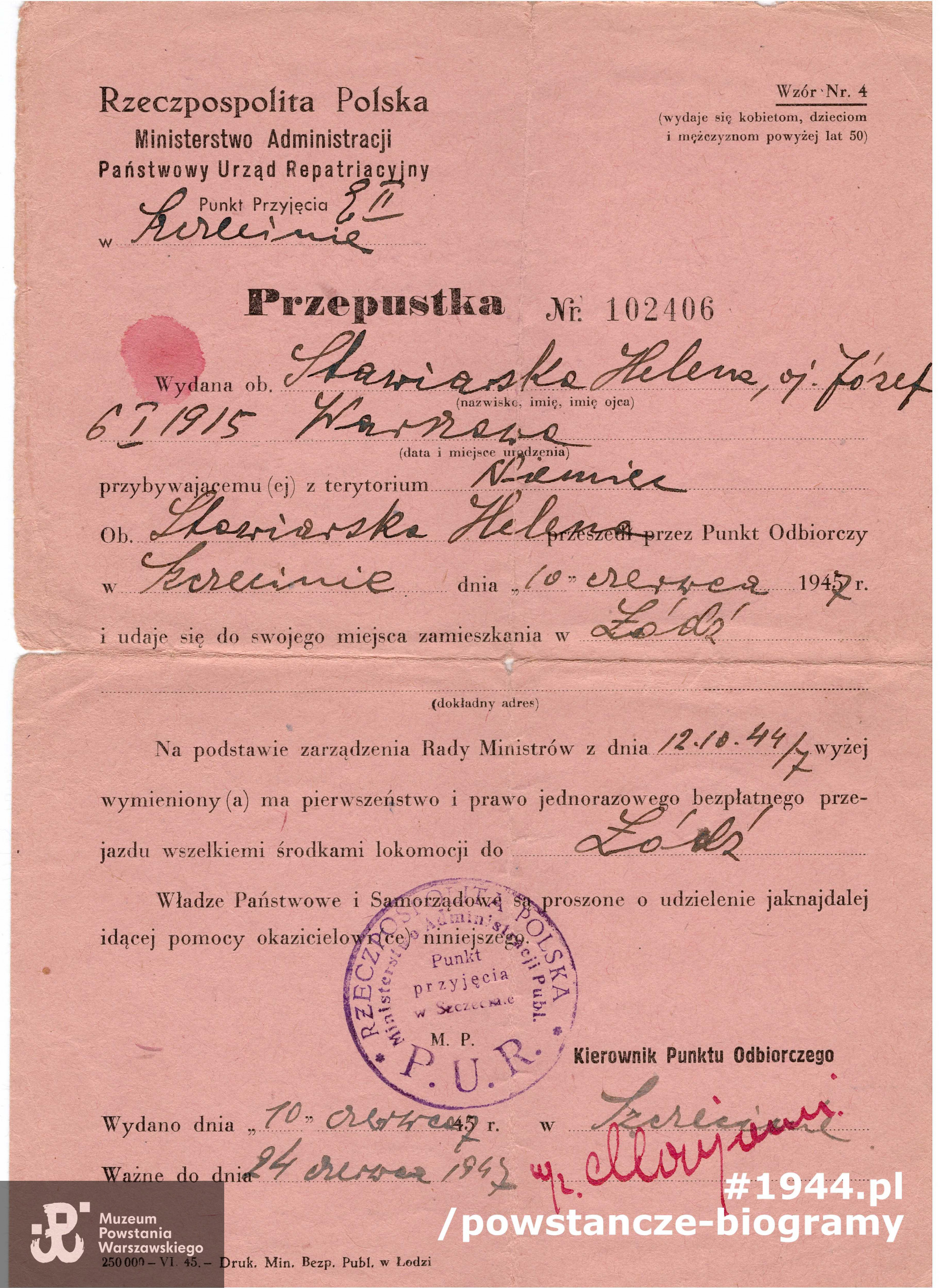 Ze zbiorów Muzeum Powstania Warszawskiego, sygn. P/8918/17, dar córki, p. Małgorzaty Margrie