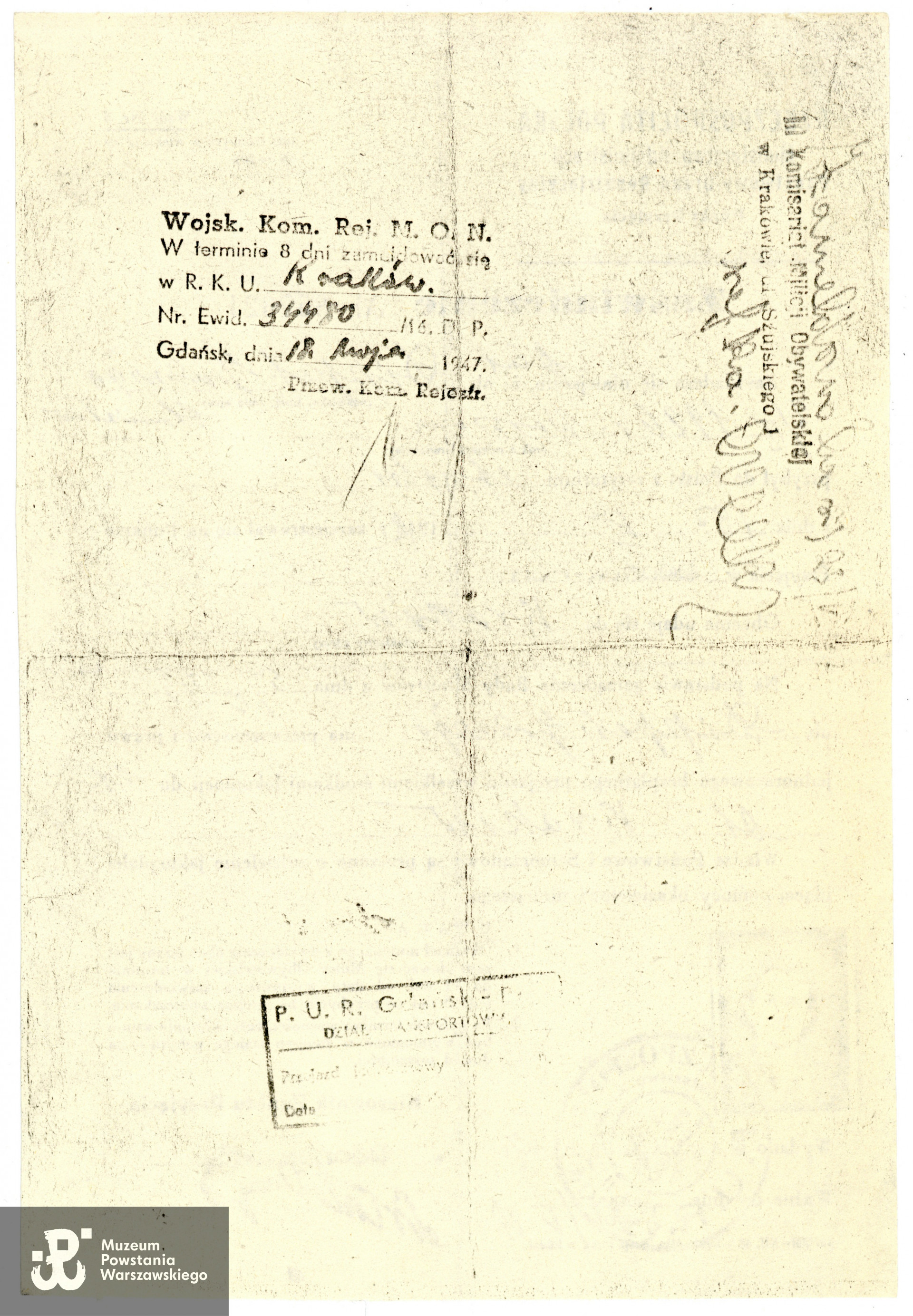 Kserokopia zaświadczenia Państwowego Urzędu Repatriacyjnego (PUR)