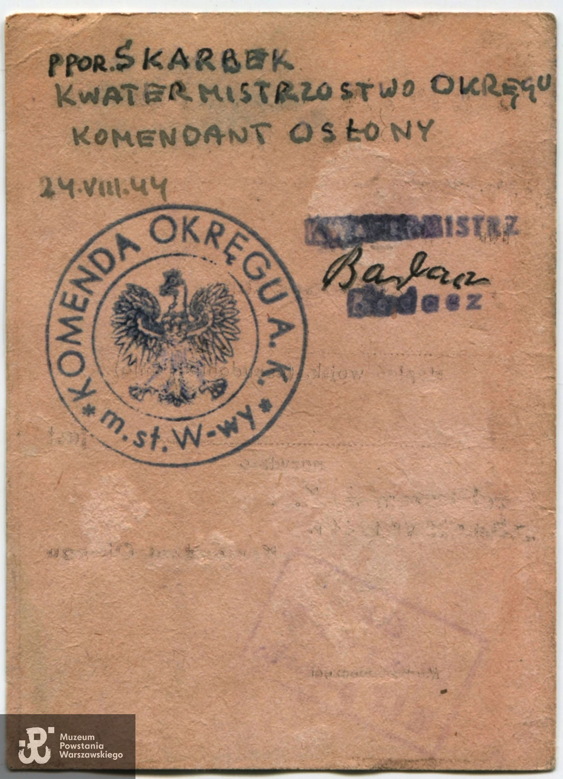 Legitymacja Armii Krajowej. Dokument  ze zbiorów rodzinnych