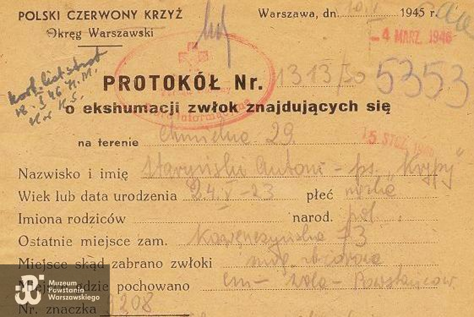 PCK - protokół ekshumacyjny