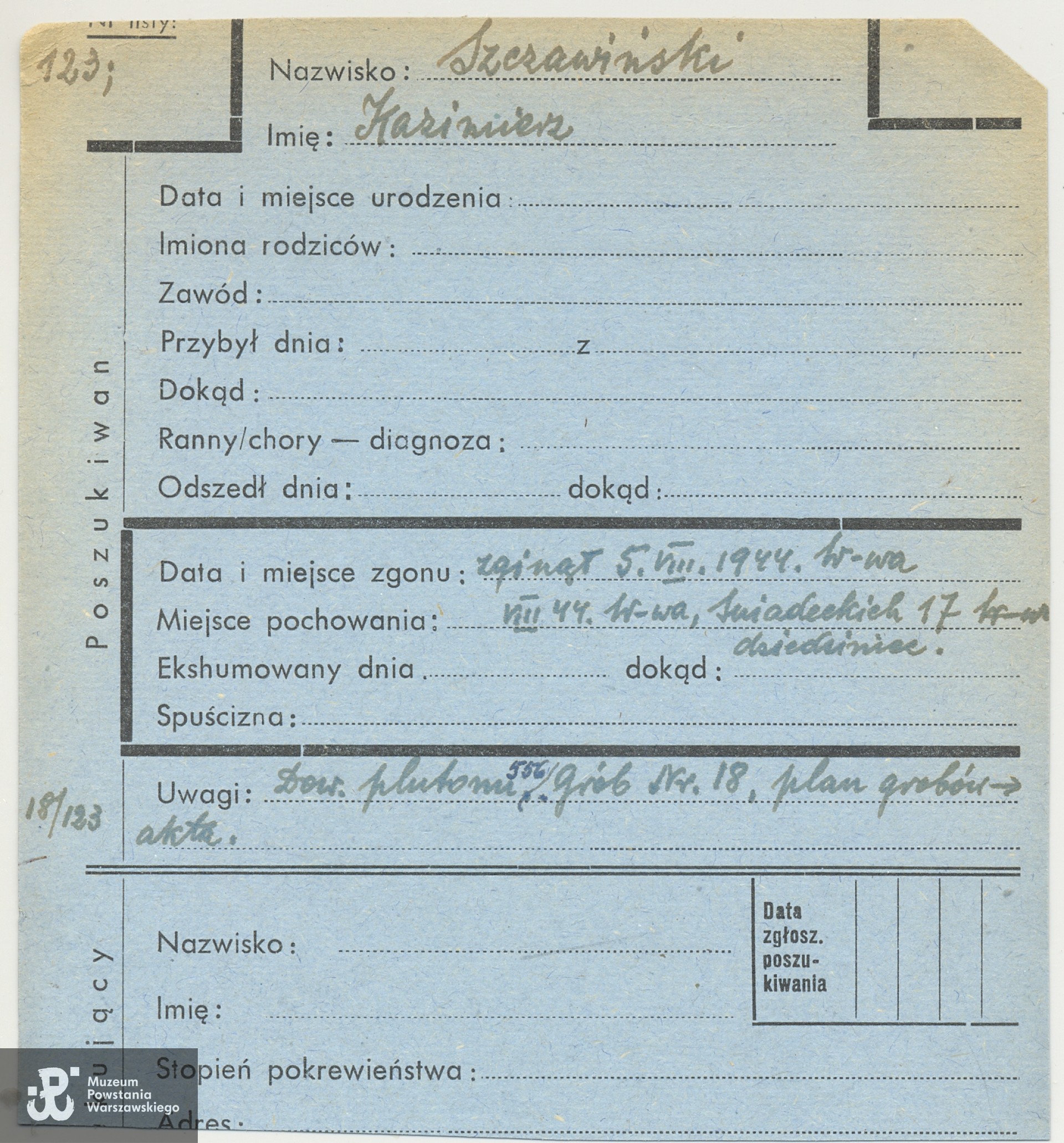 Polski Czerwony Krzyż - kartoteka