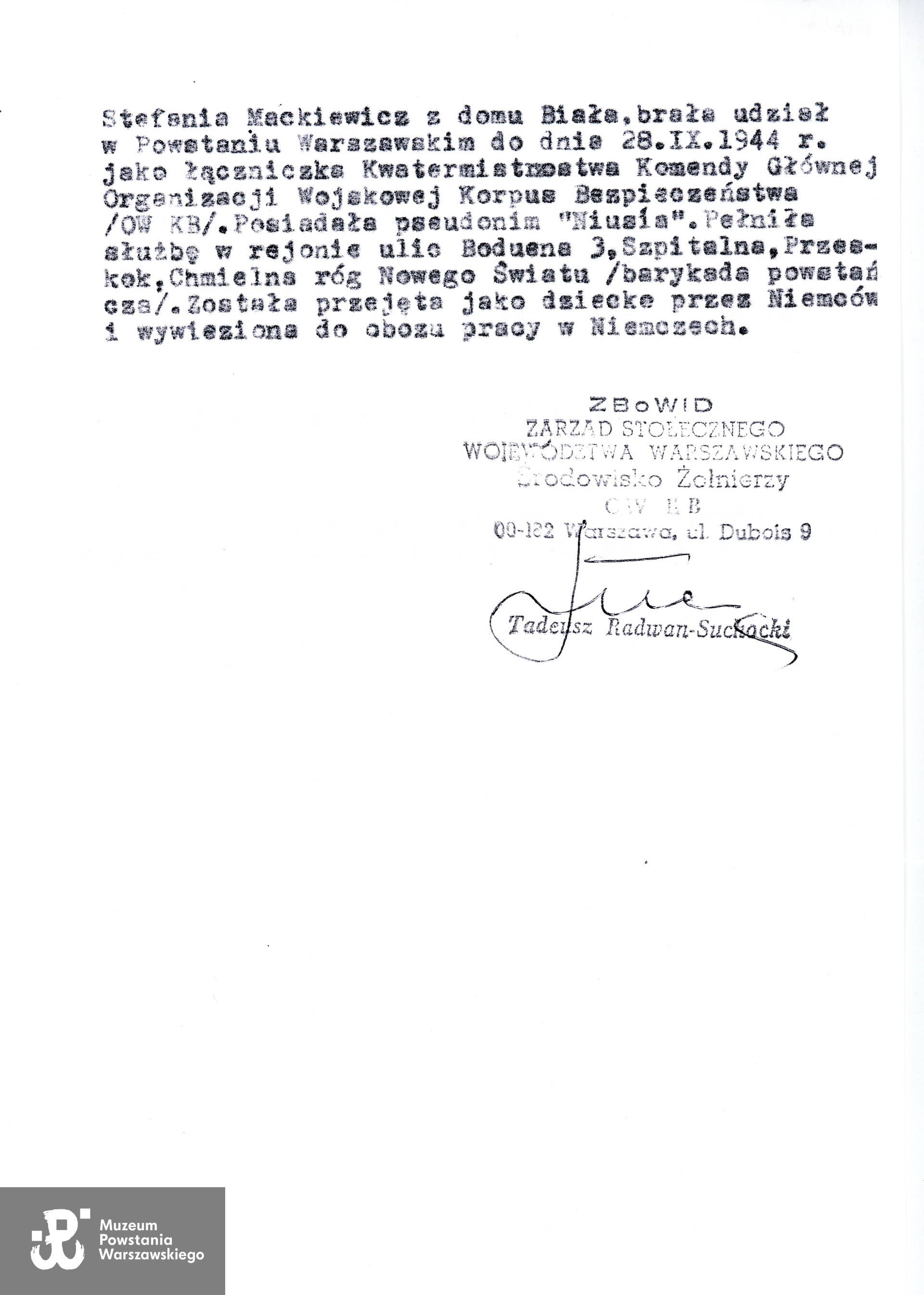 Muzeum Powstania Warszawskiego, Teczki personalne uczestników Powstania Warszawskiego