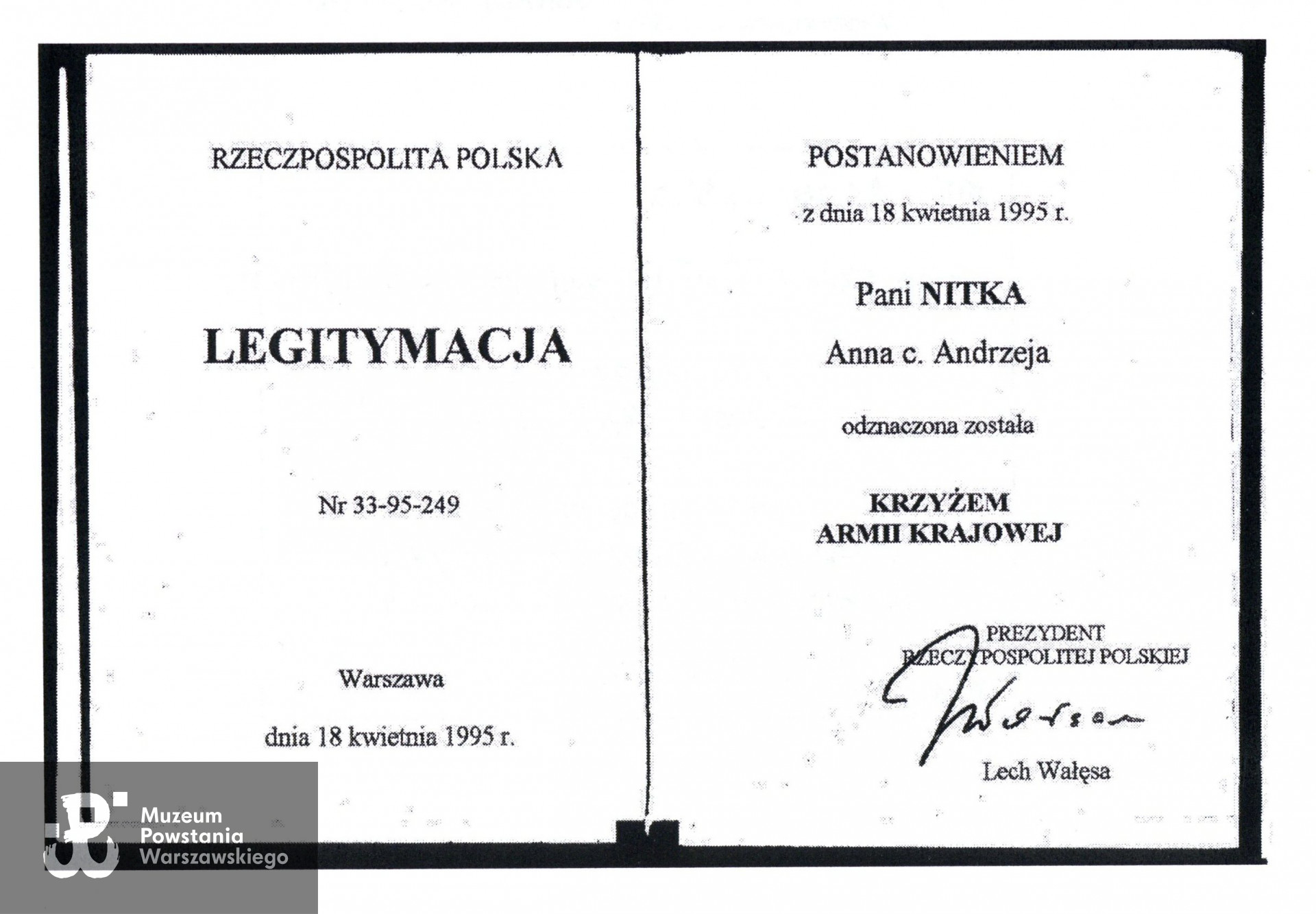 Muzeum Powstania Warszawskiego, Teczki personalne uczestników Powstania Warszawskiego: Morawska Anna "Anna", zasób Pokoju Kombatanta MPW