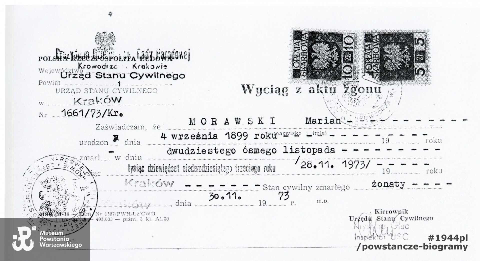 MPW-teczka - materiały przekazane do zbiorów Muzeum Powstania Warszawskiego przez p. Barbarę Morawską - Nowak, córkę dr. Mariana Morawskiego.
