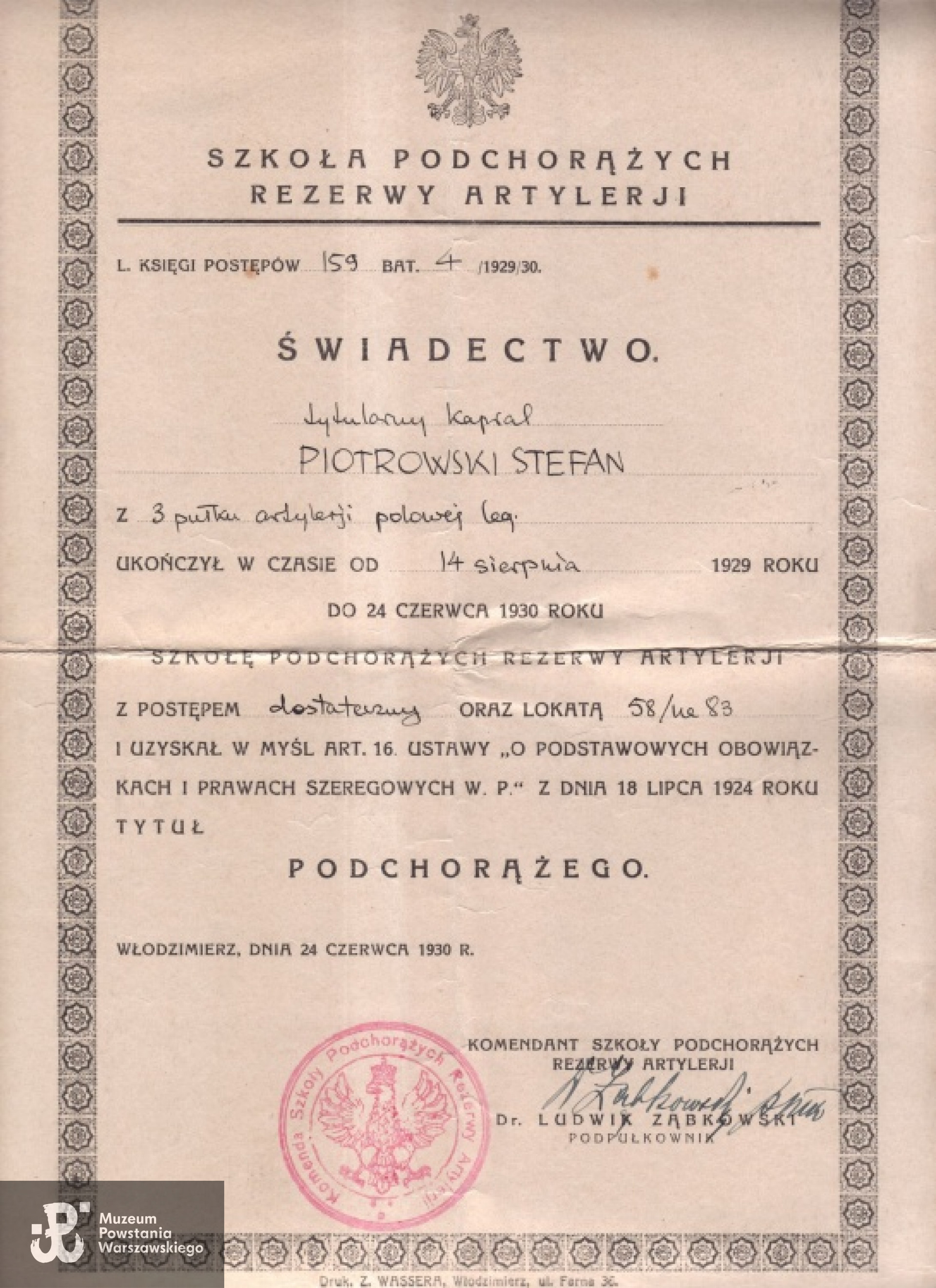 Ze zbiorów rodzinnych, skan udostępnił p. Piotr Surma, wnuk Powstańca