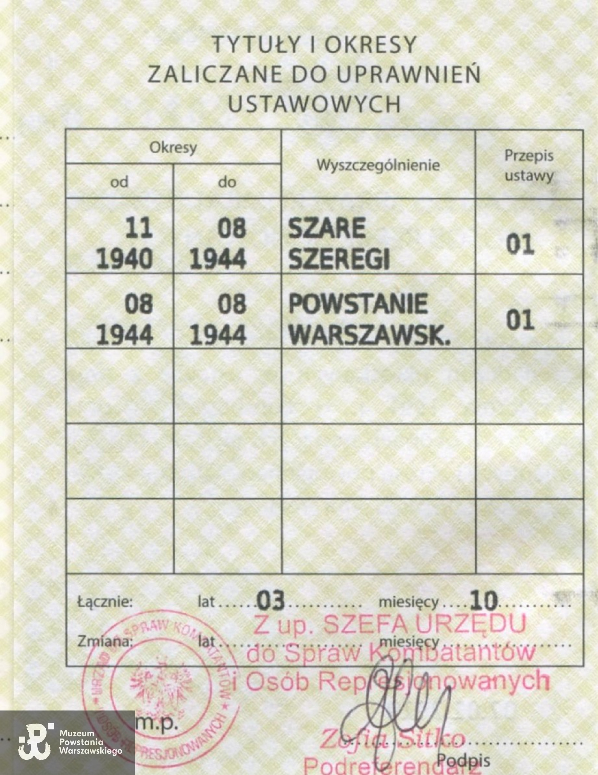 Muzeum Powstania Warszawskiego, Teczki personalne uczestników Powstania Warszawskiego: Mieciński Jerzy "Sum", zasób Pokoju Kombatanta MPW