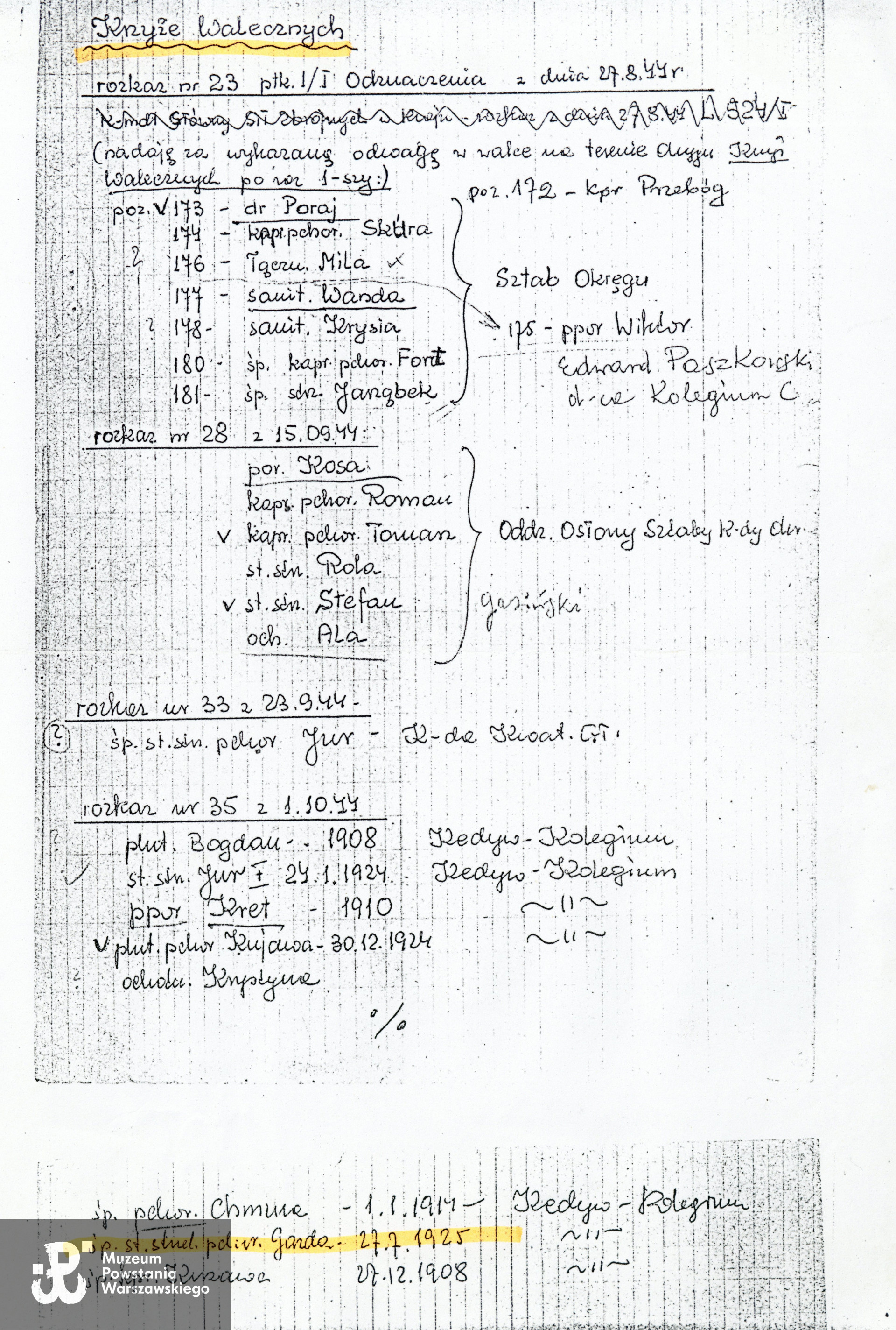 Kserokopia z archiwum rodzinnego p. Krystyny Kujawy - Trzaskowskiej.