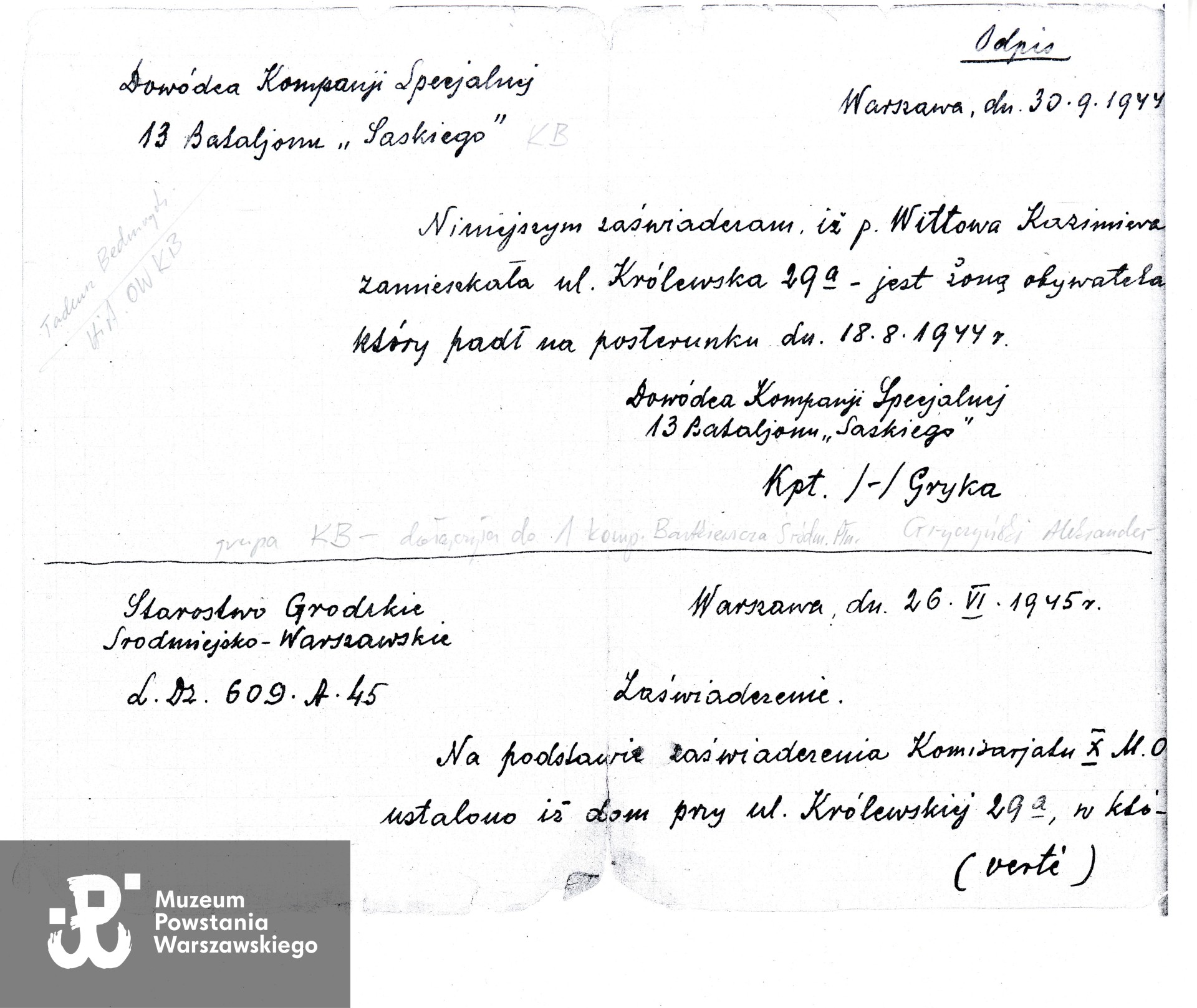 Źr. Muzeum Powstania Warszawskiego, Teczki personalne uczestników Powstania Warszawskiego