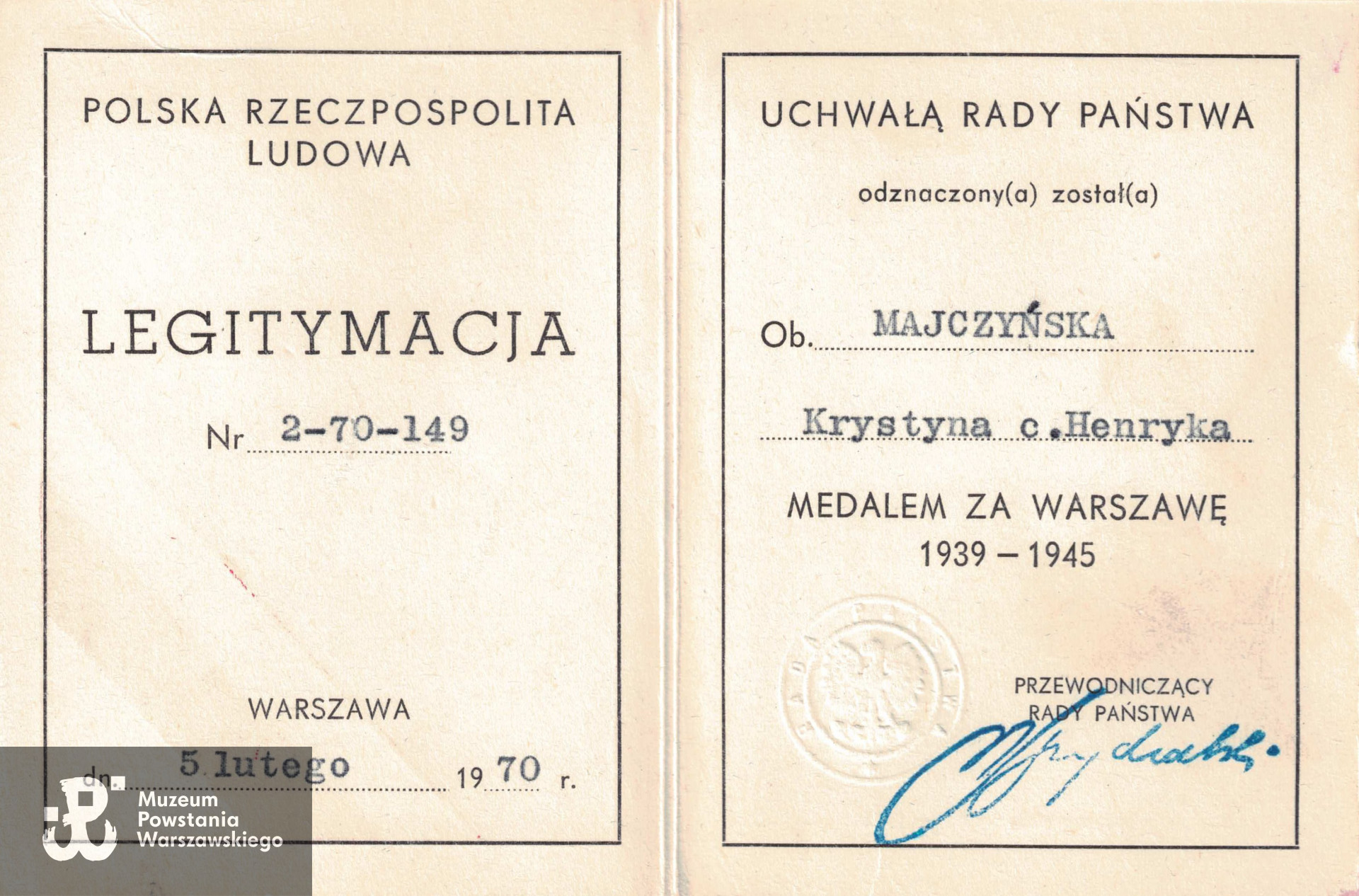 Ze zbiorów p. Krystyny Janiny Majczyńskiej z domu Siemieńskiej