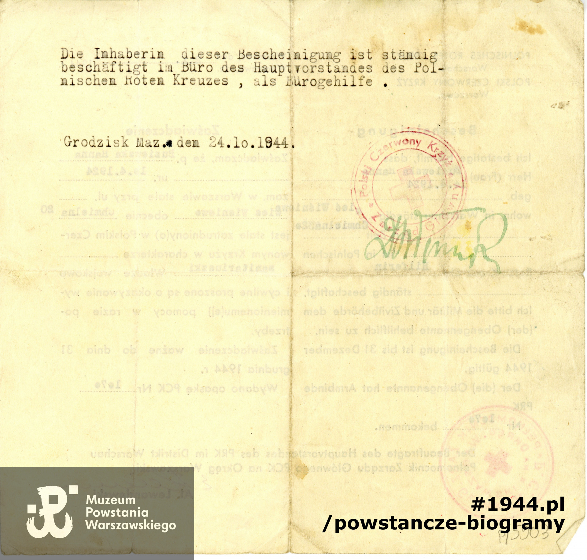 Ze zbiorów Muzeum Powstania Warszawskiego, dar Hanny Barbary Mazurek, sygn. P/5903