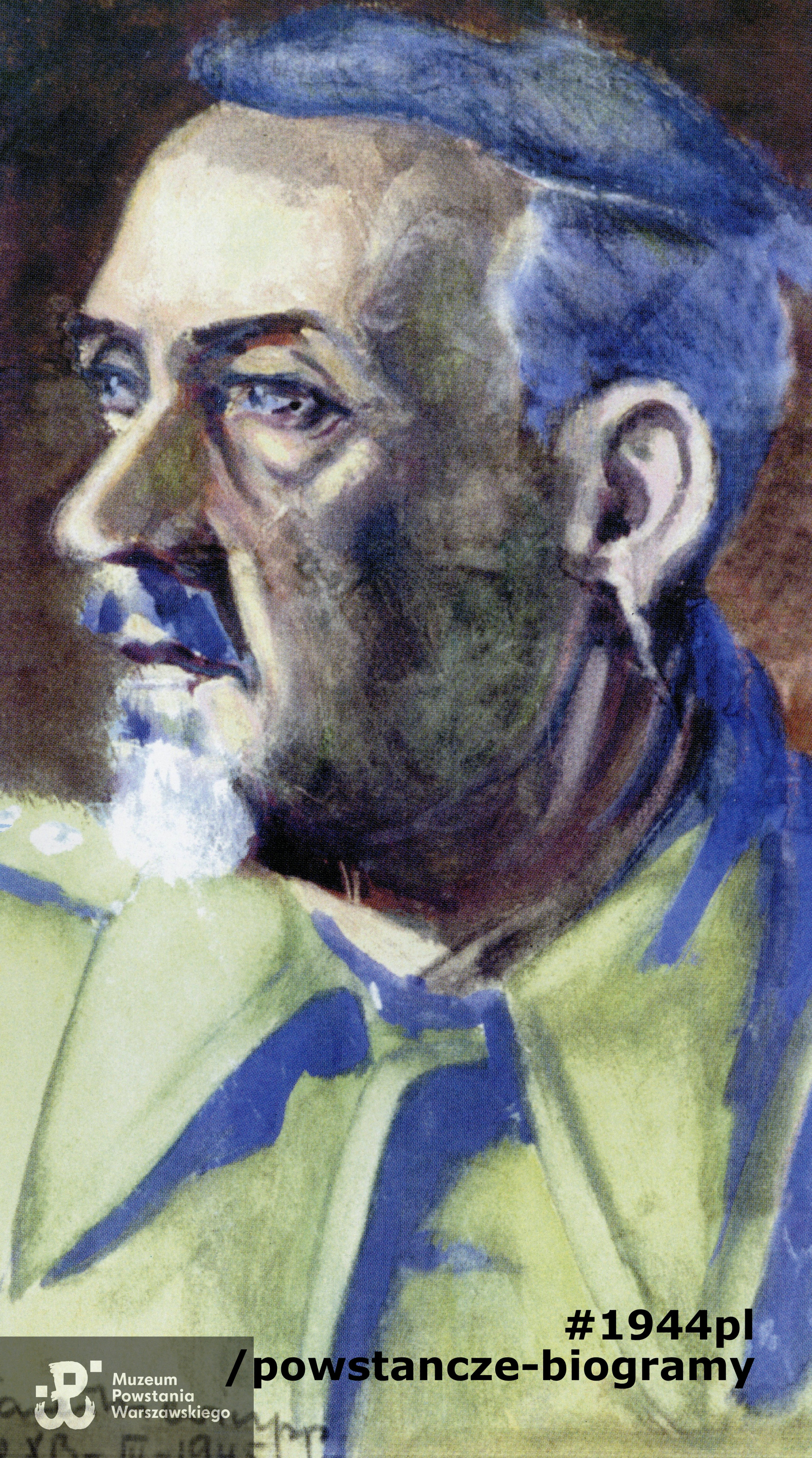 Portret płk Jana Szypowskiego wykonany w obozie jenieckim w marcu 1945 roku.  Skan udostępniła p. Krystyna Szypowska