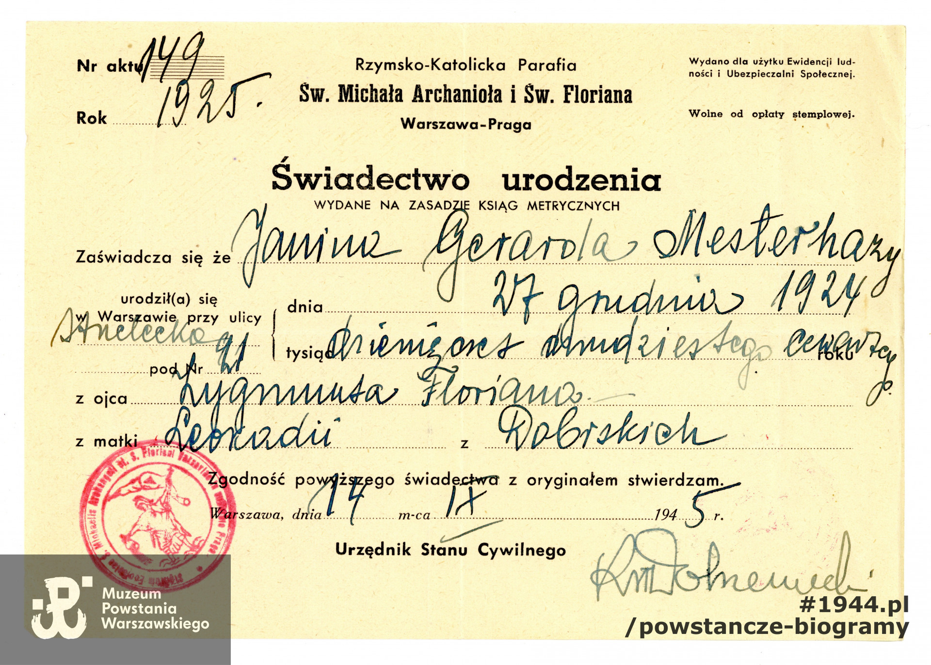 Z archiwum rodzinnego córki, p. Agaty (Ewy) Zielińskiej z d. Buśkiewicz