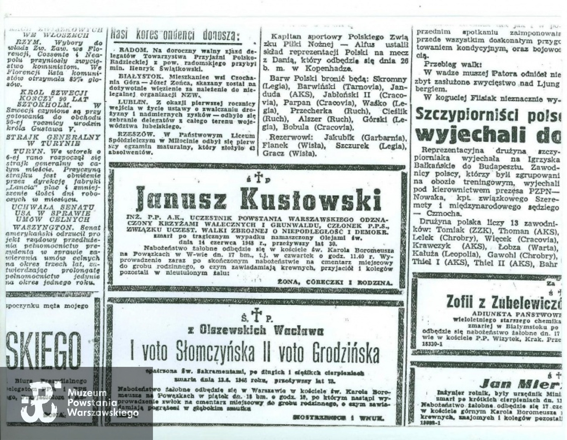 Nekrolog w prasie, rok 1948.  [MPW]