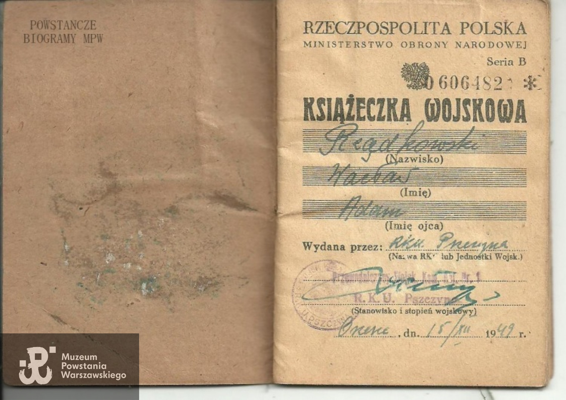 Książeczka wojskowa Wacława Rządkowskiego. Fot. archiwum rodzinne