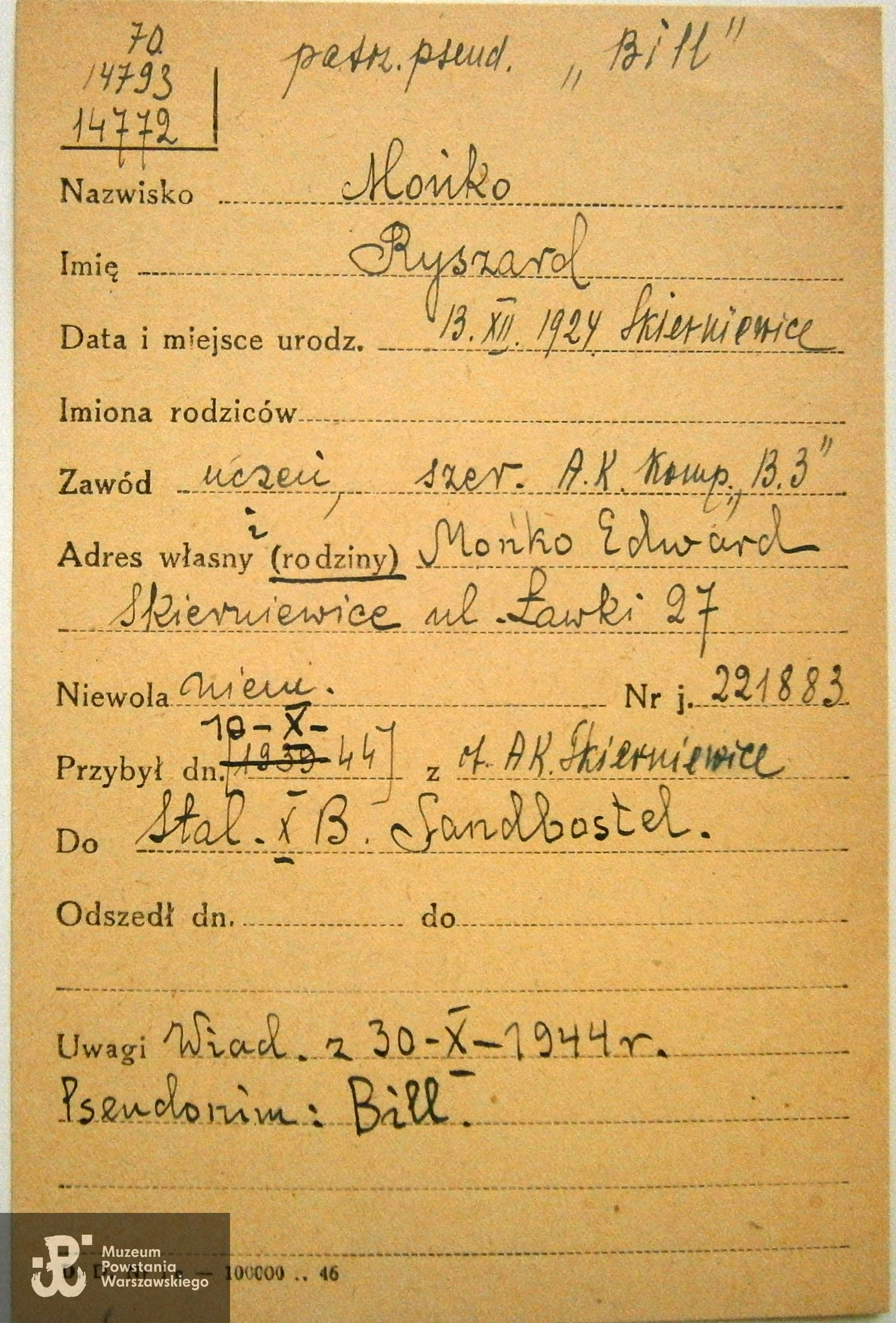 Polski Czerwony Krzyż - kartoteka