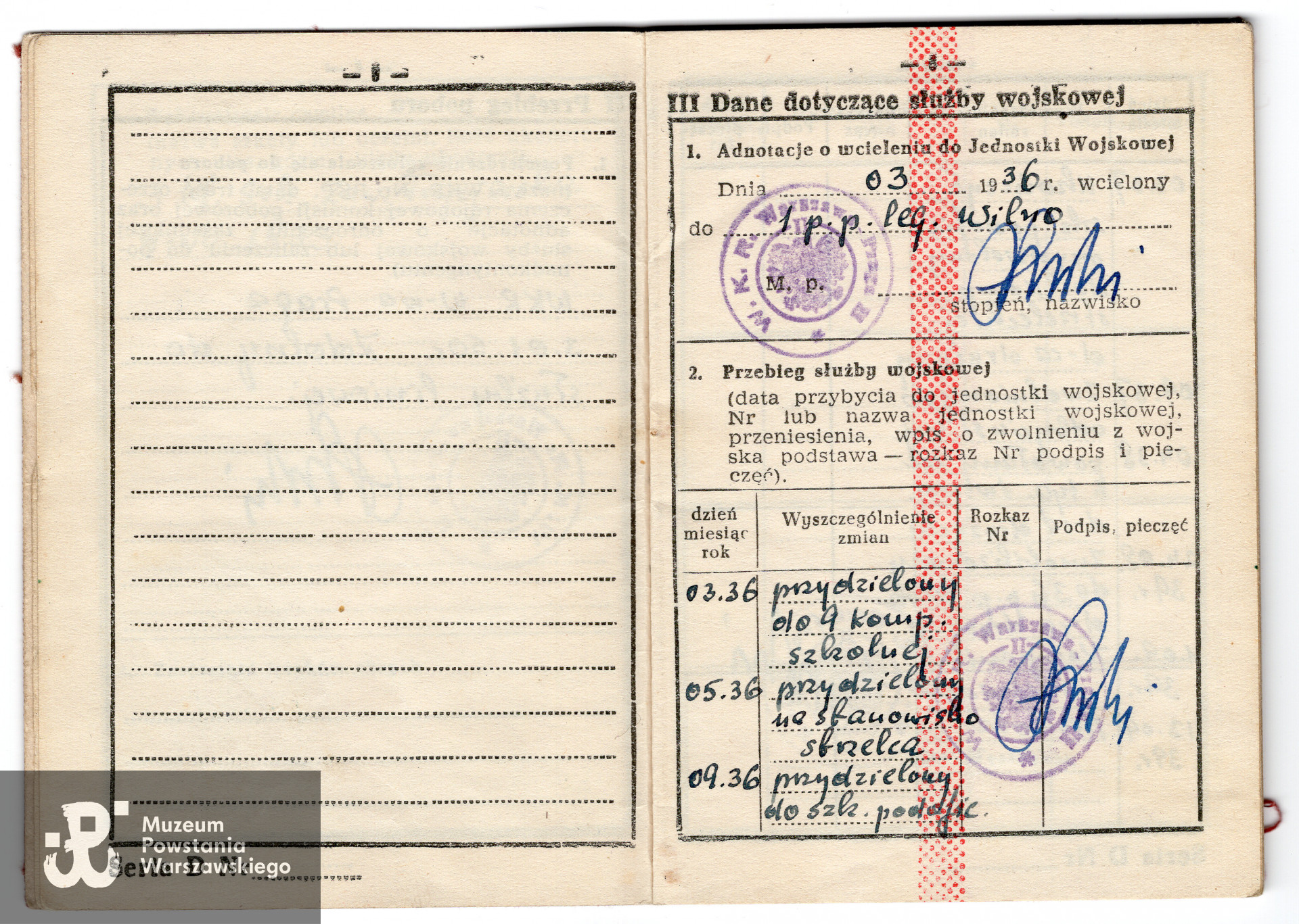 Należąca do Romana Gałeckiego książeczka wojskowa. Archiwum rodzinne p. Danuty Szydłowskiej