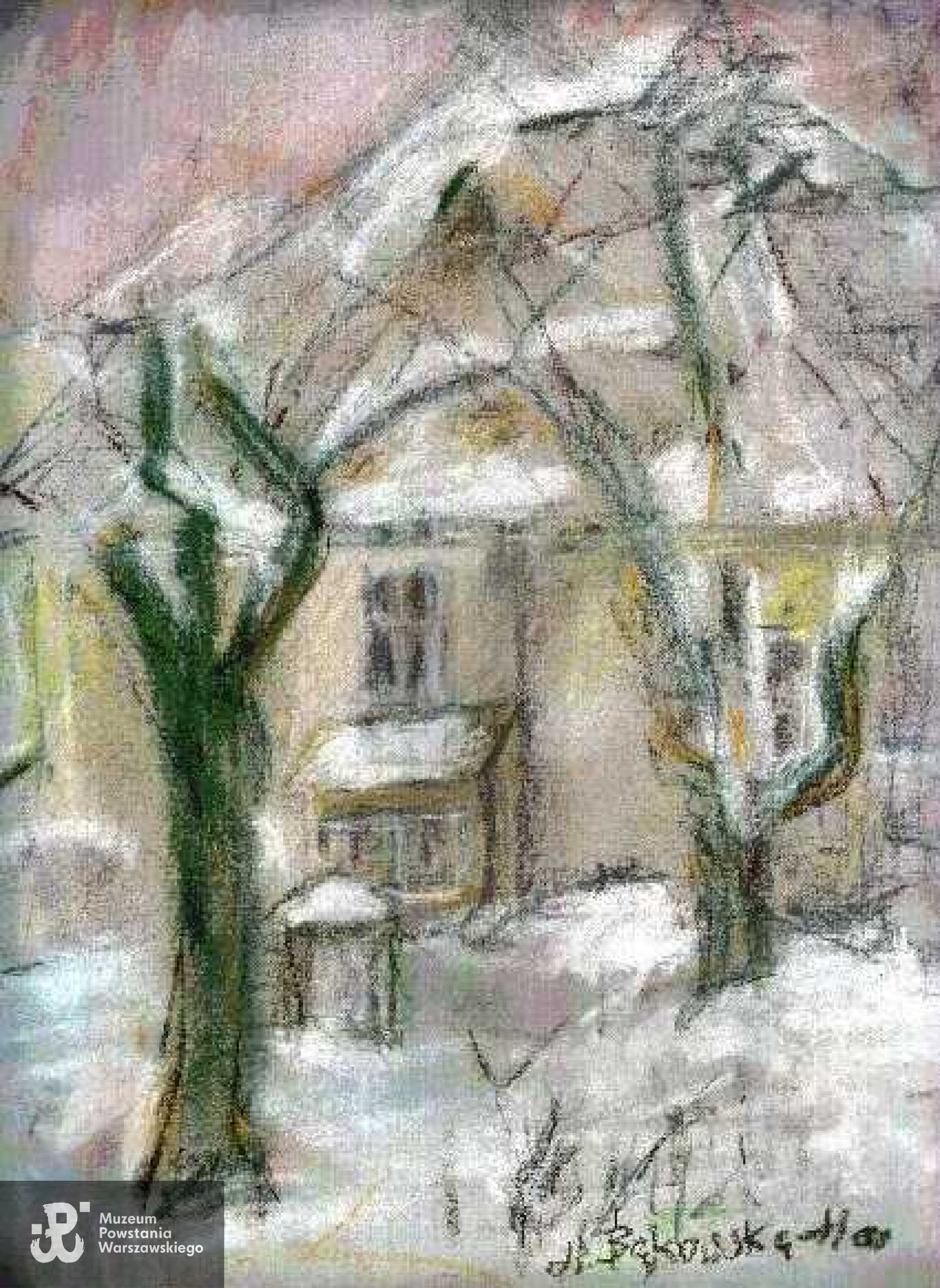 Jedna z prac malarskich Anny Bąkowskiej-Has - Zimowy ogród na Złotym Rogu, 1986